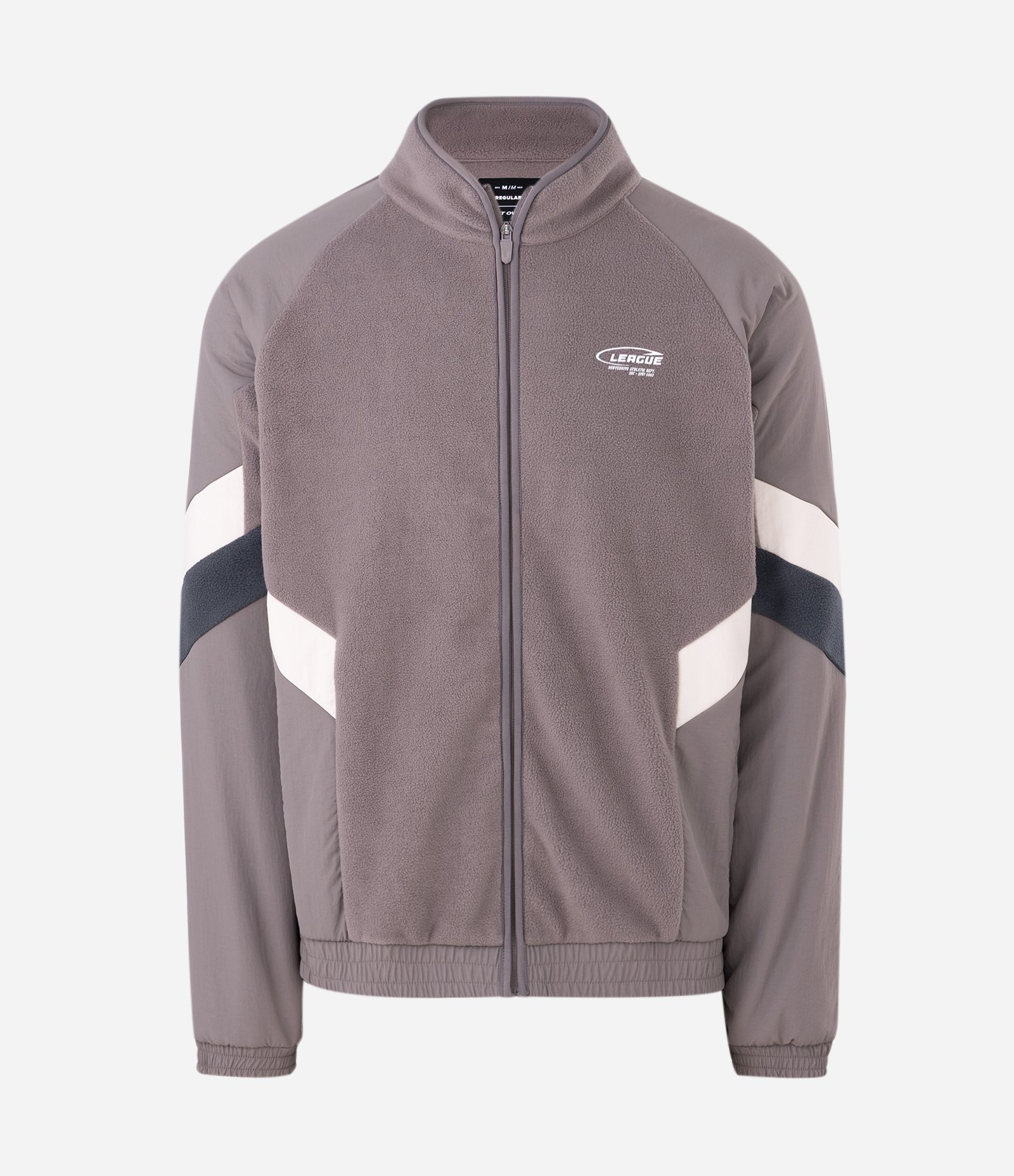Blusão Masculino Fleece com Zíper e Recortes Contrastantes Marrom 4