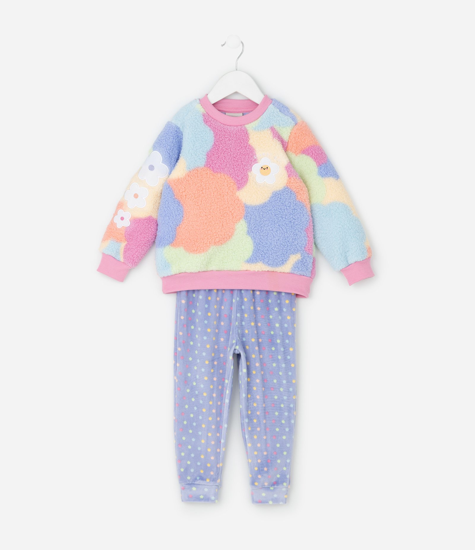 Pijama Infantil em Sherpa com Casaco e Calça Estampada – Tam 1 a 6 Anos Multicores 1