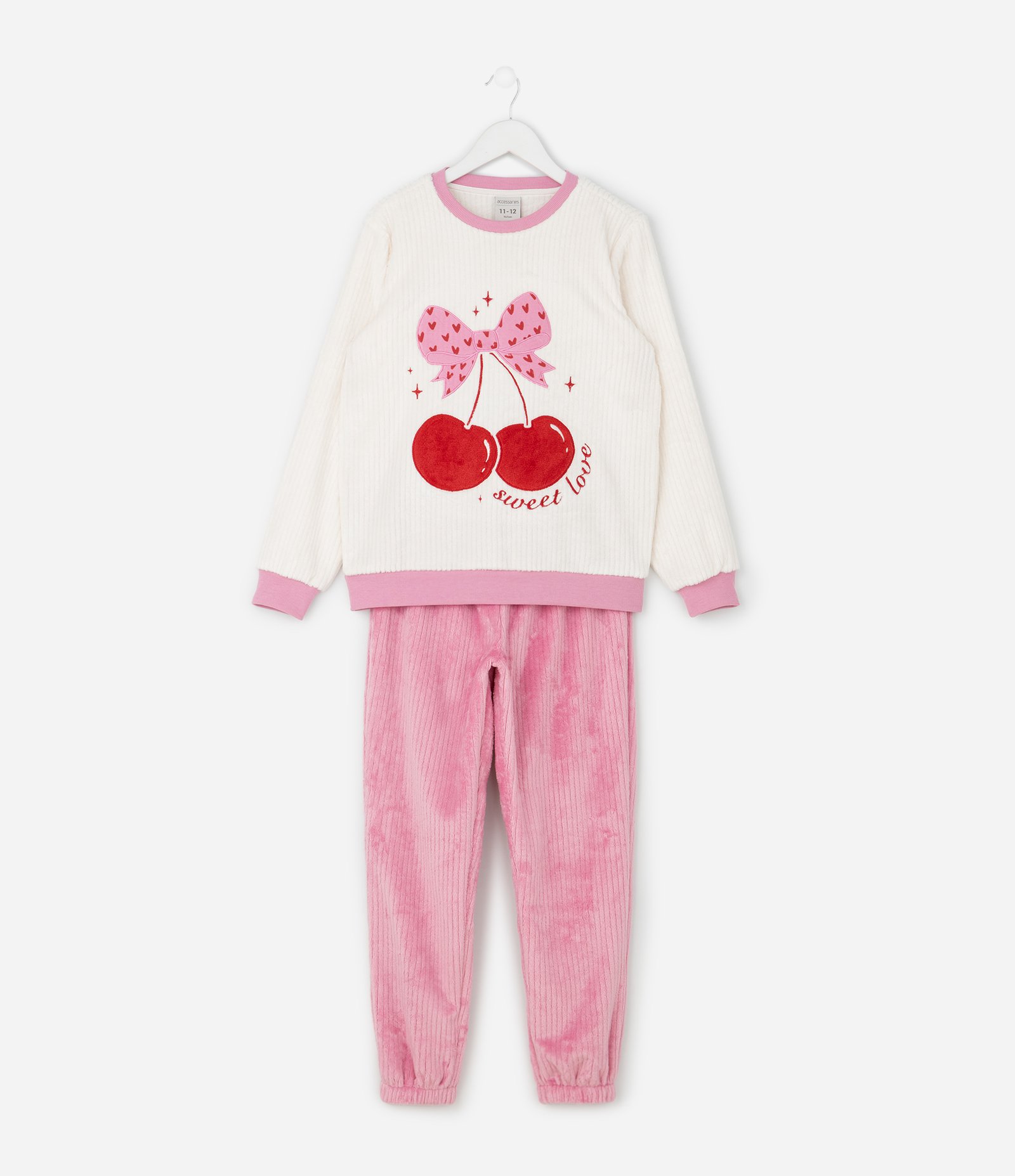 Pijama Infantil Longo com Estampa Laço e Cereja – Tam 4 a 14 Anos Bracon/Rosa 2