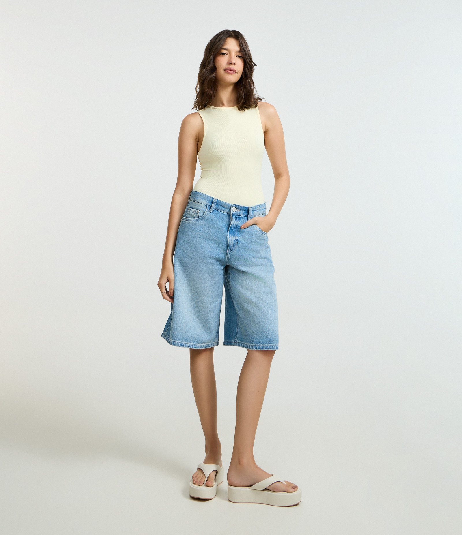 Body sem Manga em Ribana de Poliamida Amarelo 2