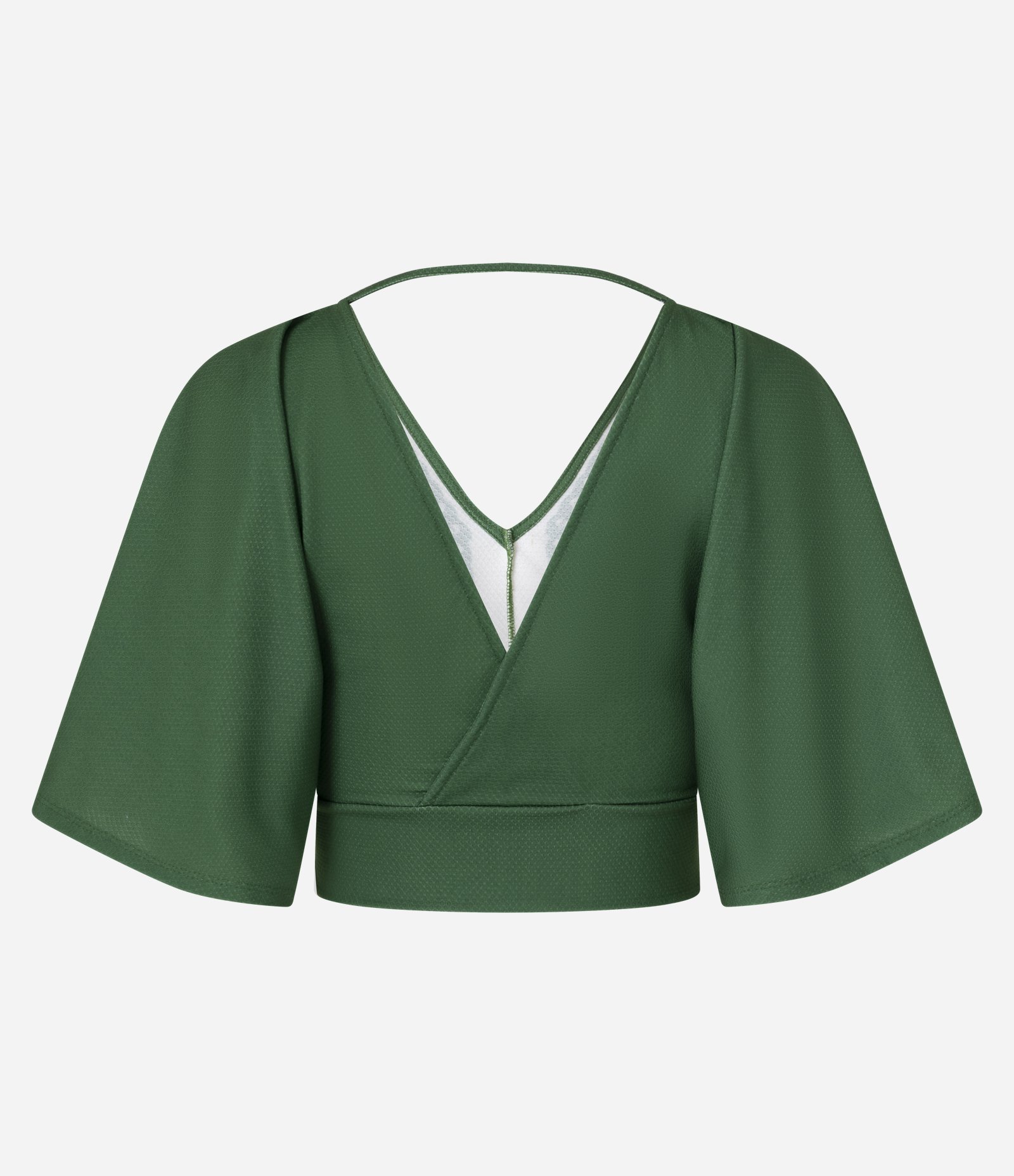 Blusa Cropped com Estampa de Tucanos e Texturizada Verde 7