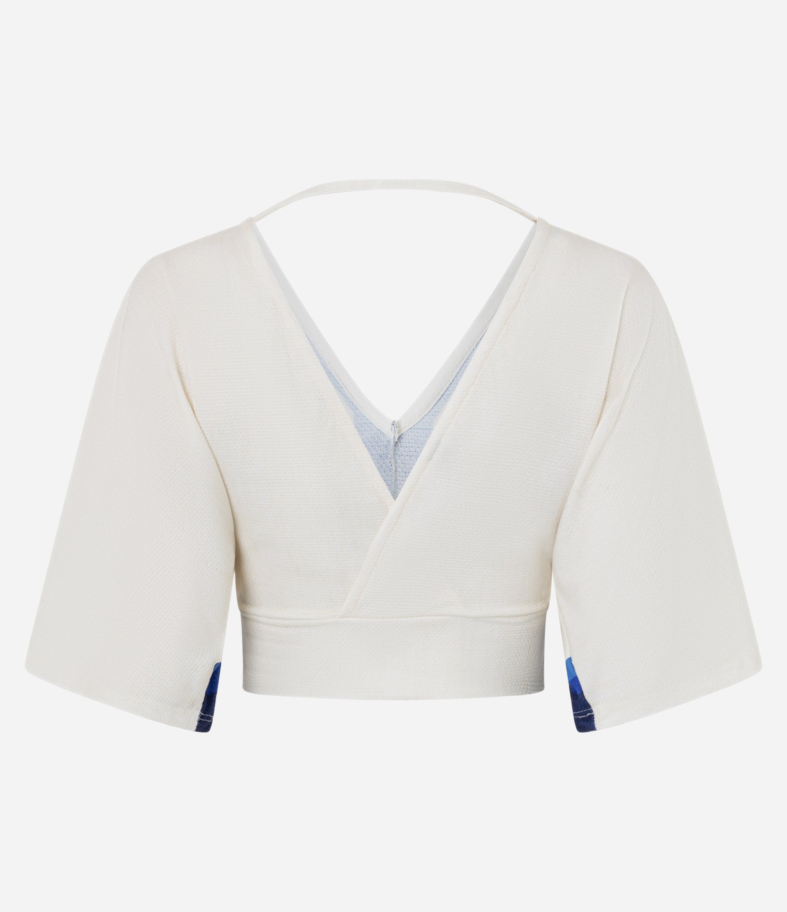 Blusa Cropped com Decote em V e Estampa Floral Off White 7