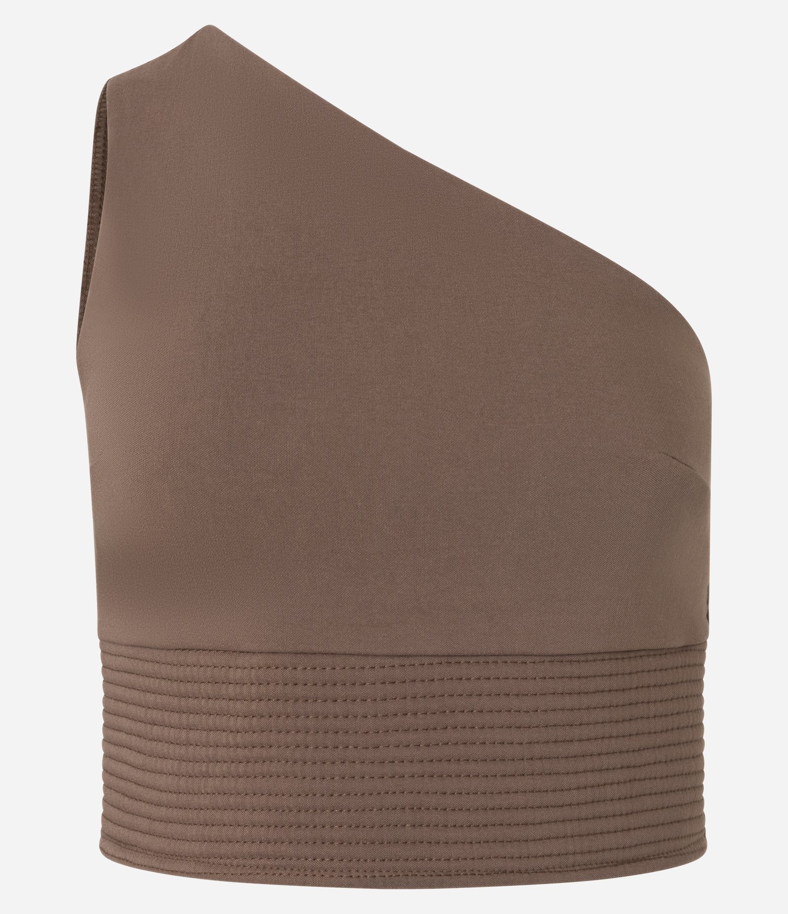 Blusa com Ombro Só e Faixa Pespontada Marrom 4
