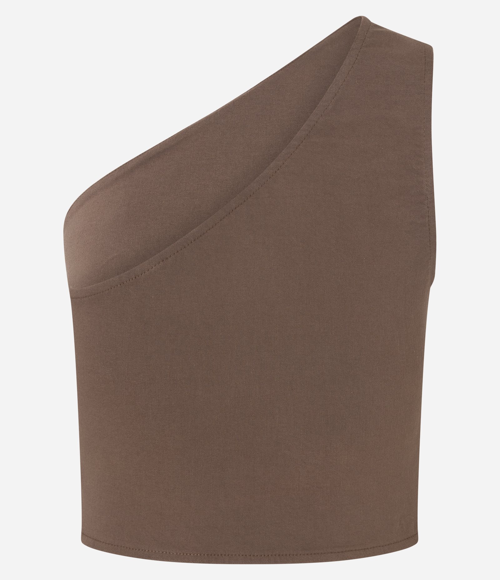 Blusa com Ombro Só e Faixa Pespontada Marrom 5