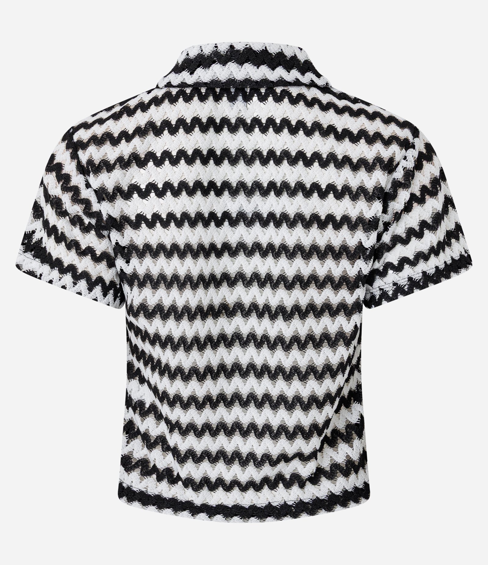 Blusa Boxy com Gola Polo em Tricô Preto/Branco 8
