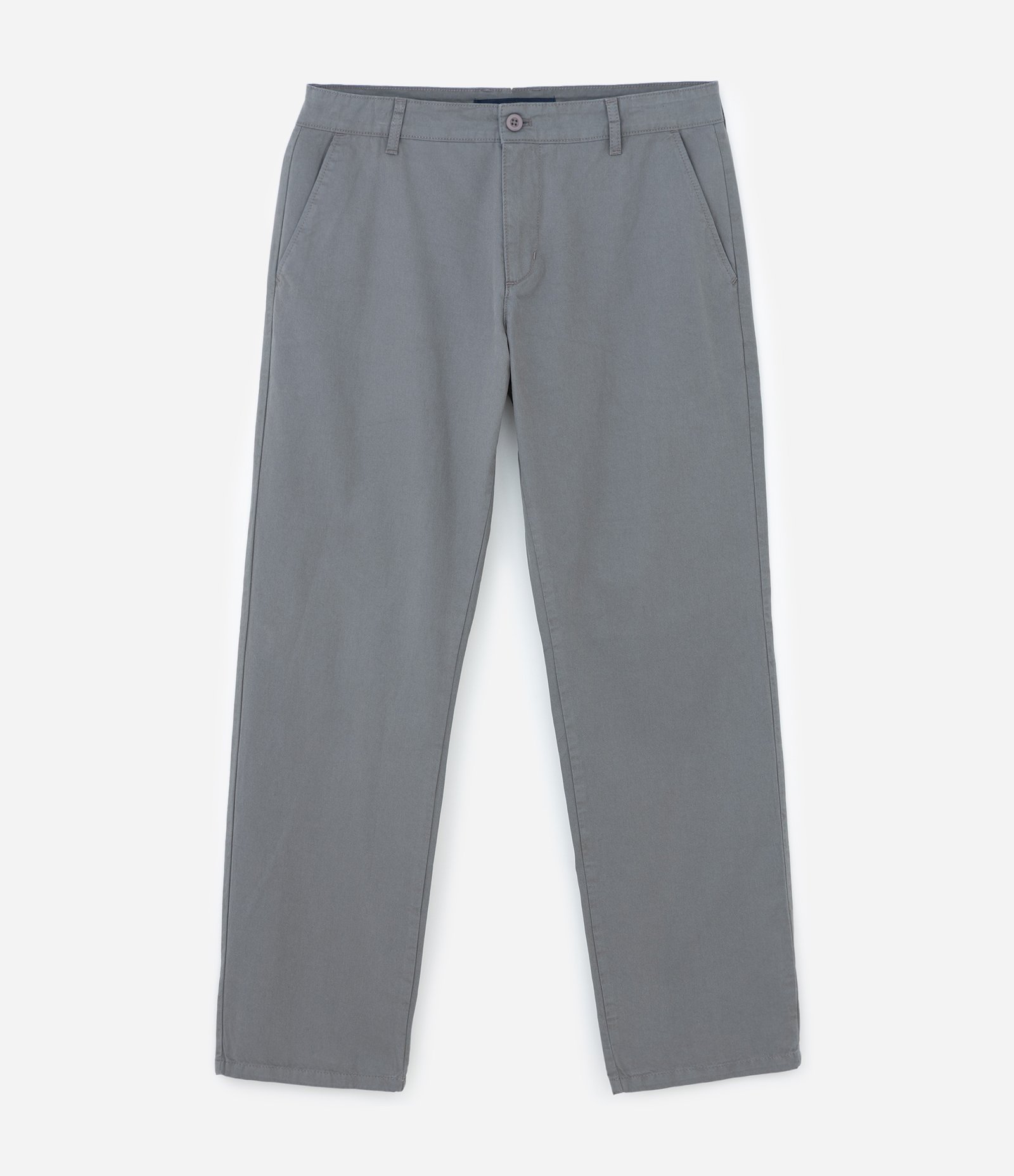 Calça Reta em Sarja Estonada com Bolsos Cinza 1