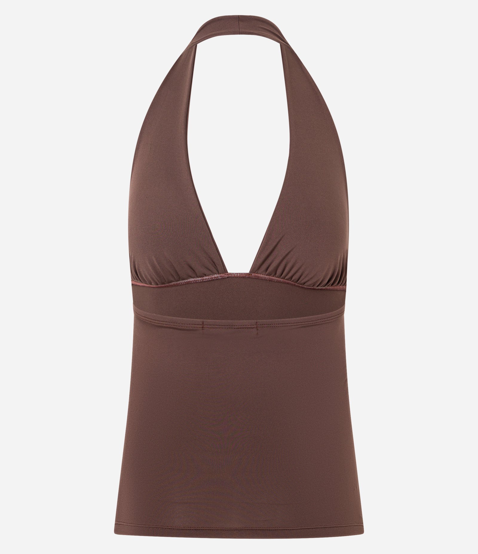 Blusa Frente Única com Franzidos Laterais Marrom Escuro 6