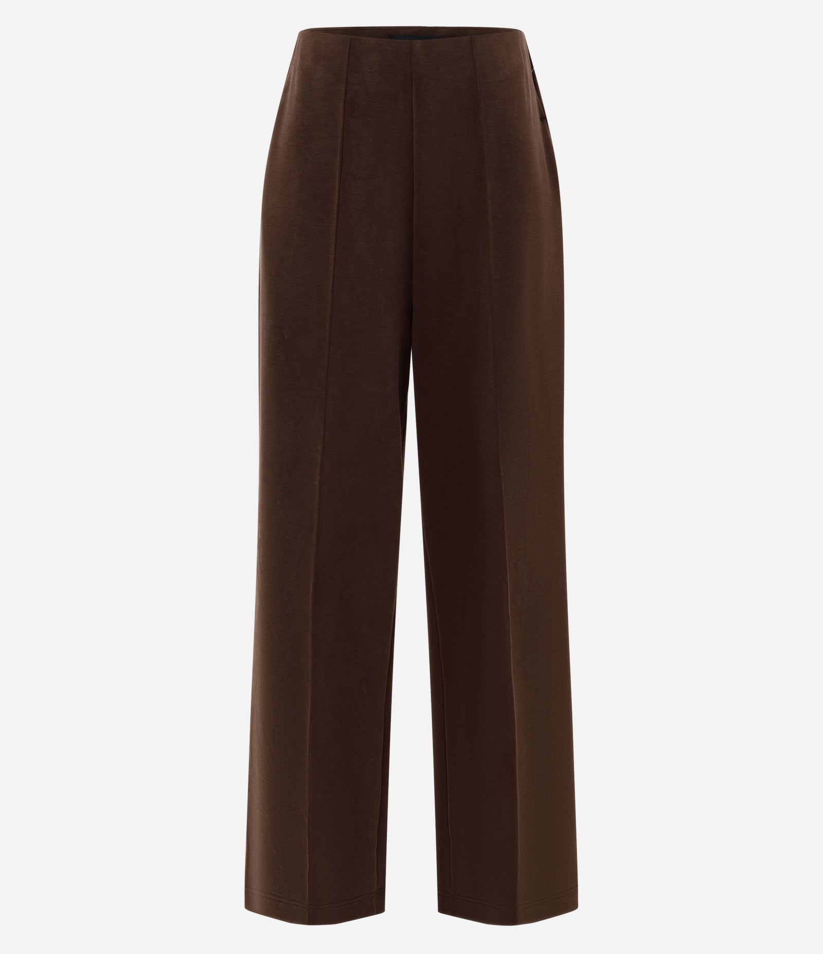 Calça Reta em Modal com Cintura Alta Marrom 4