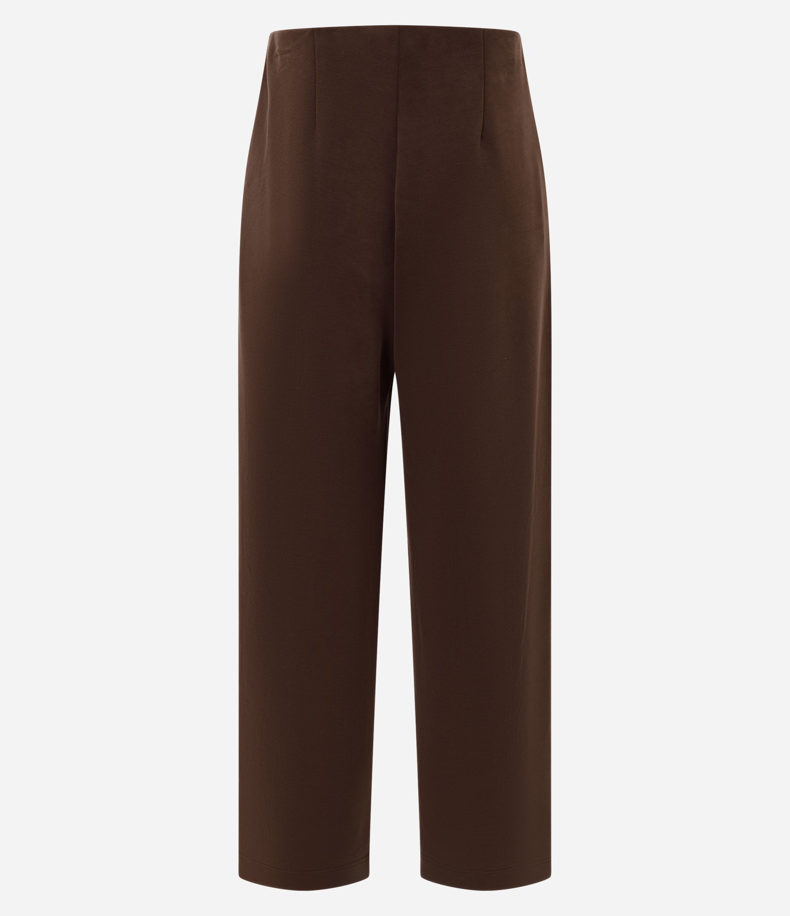 Calça Reta em Modal com Cintura Alta Marrom 6