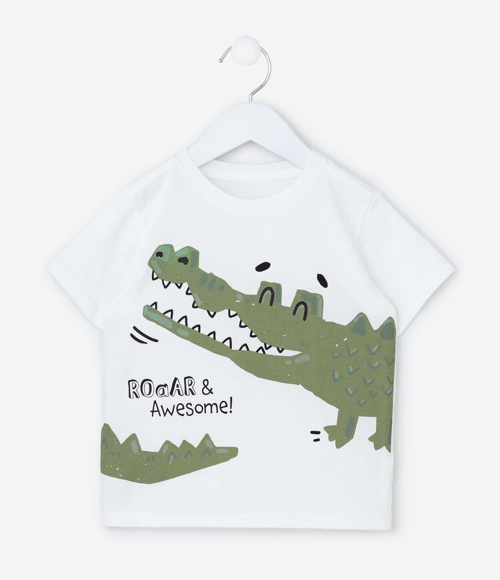 Camiseta Infantil com Estampa Jacaré - Tam 1 a 6 Anos Branco 1