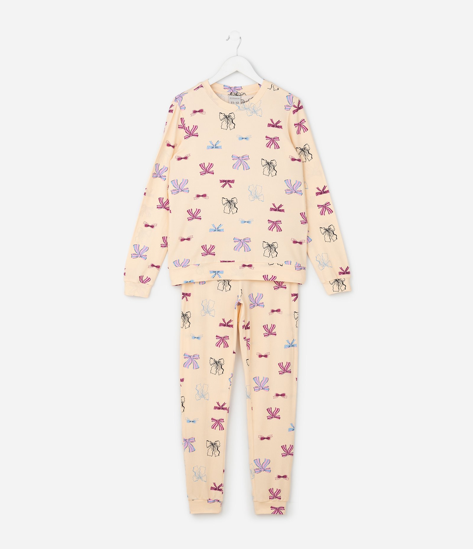 Pijama Infantil Manga Longa com Estampa Ícones – Tam 2 a 14 Anos Bege 2