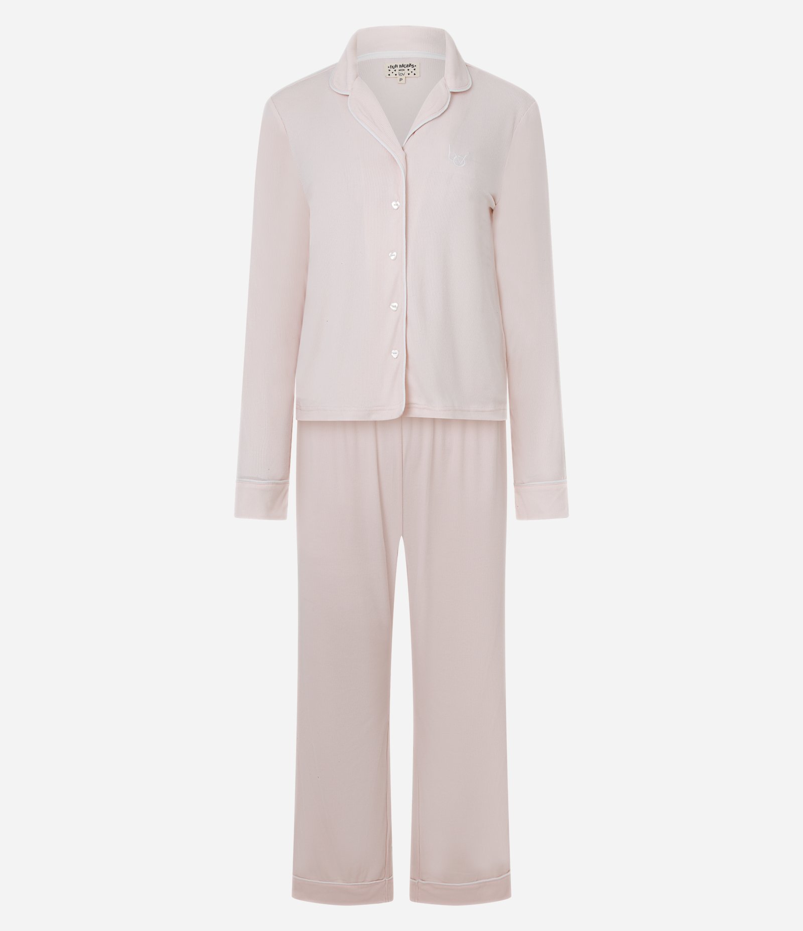 Pijama Americano Longo em Peach Touch com Bordado Rosa 5