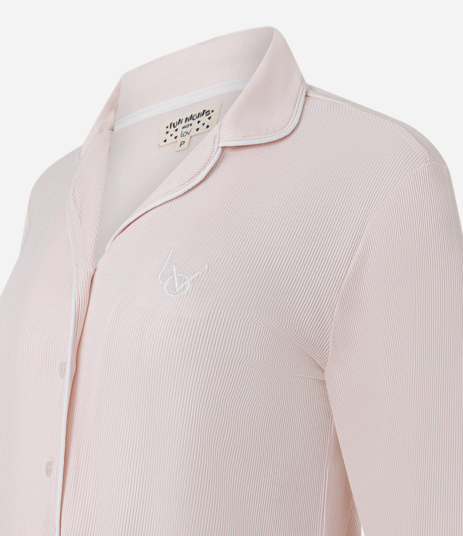 Pijama Americano Longo em Peach Touch com Bordado Rosa 6