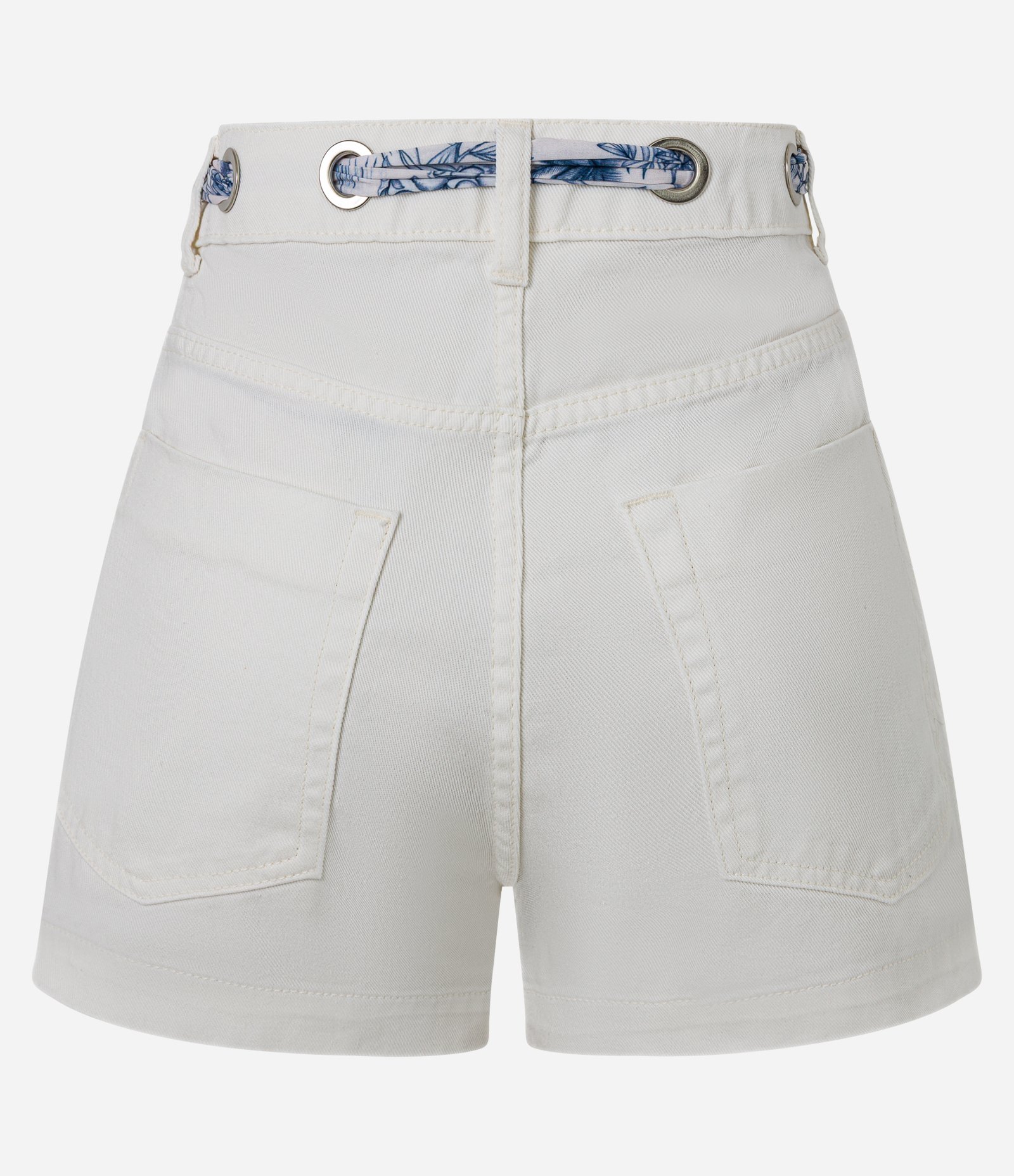 Short Slim Cintura Alta em Jeans com Cinto Lenço Off White 7