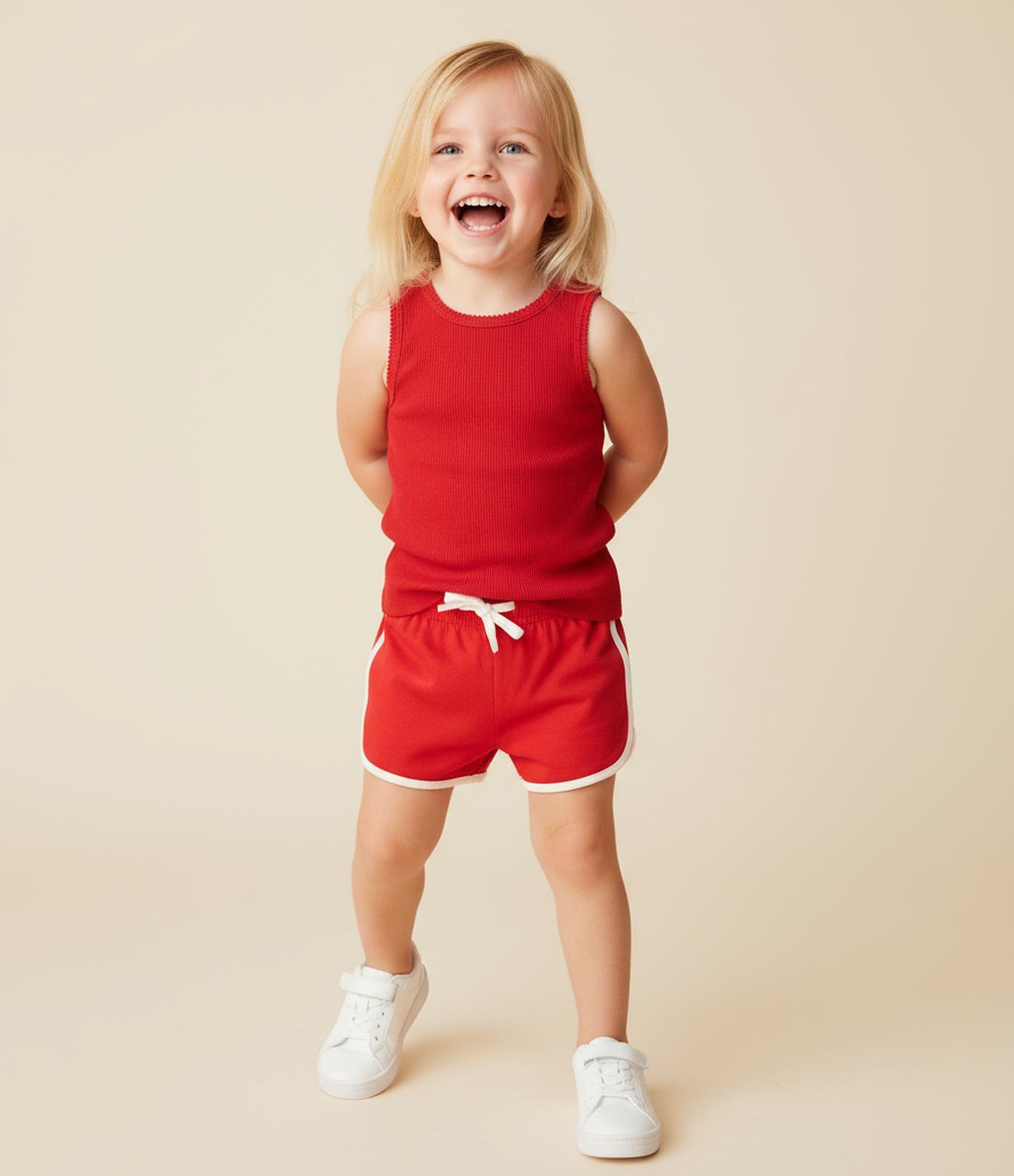 Short Runner Infantil com Detalhes Contrastantes - Tam 1 a 6 Anos Vermelho 1
