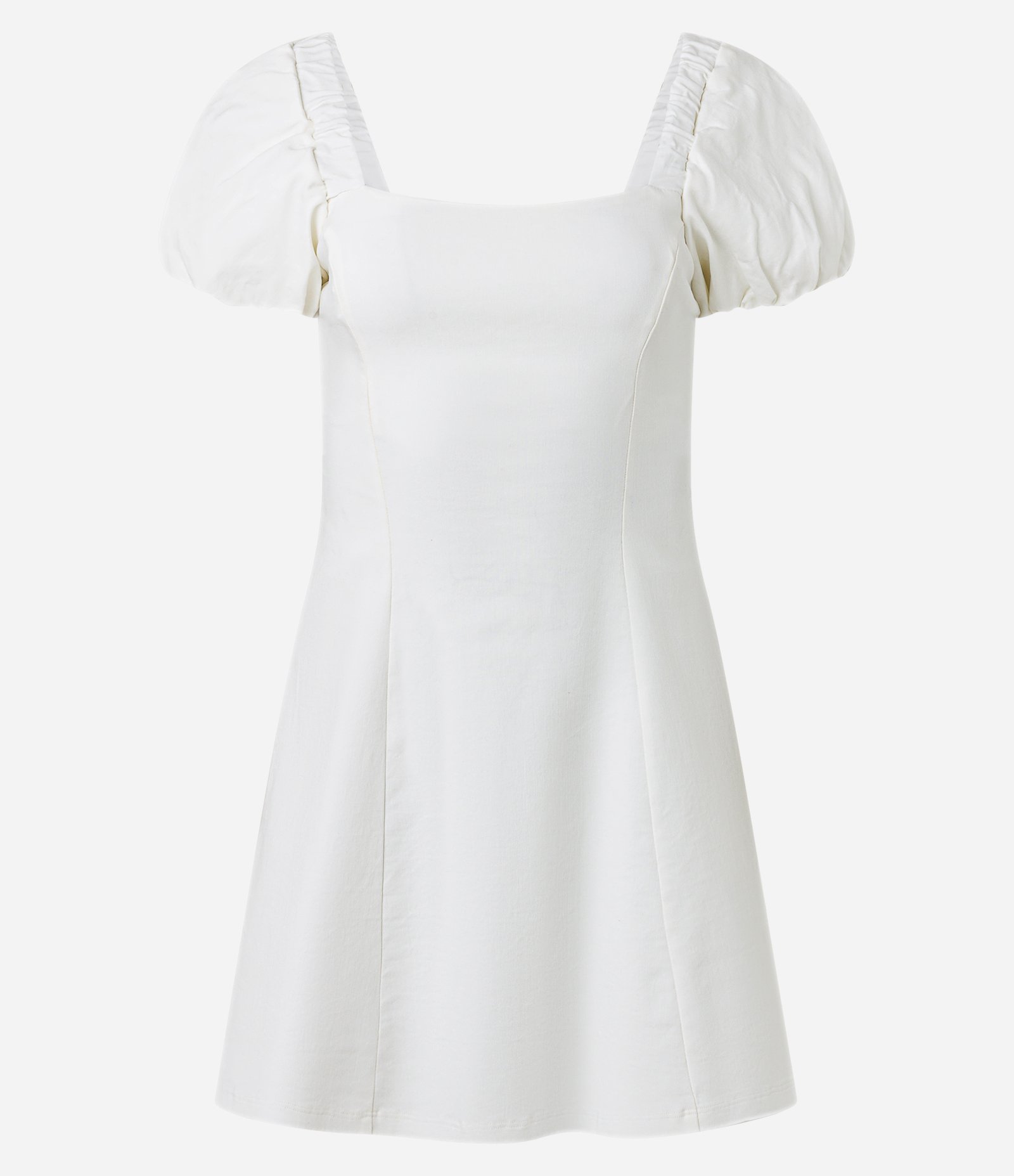 Vestido Curto em Bengaline com Manga Bufante Off White 1