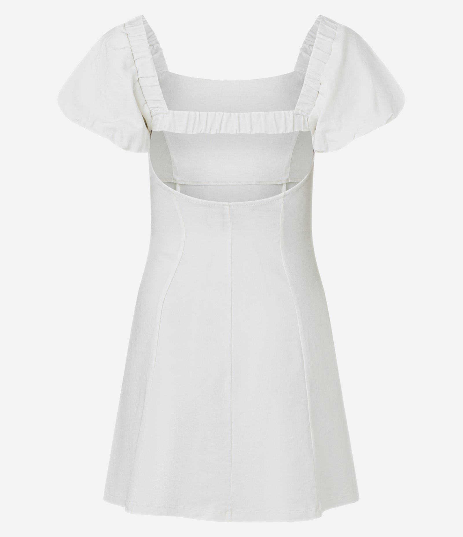Vestido Curto em Bengaline com Manga Bufante Off White 2