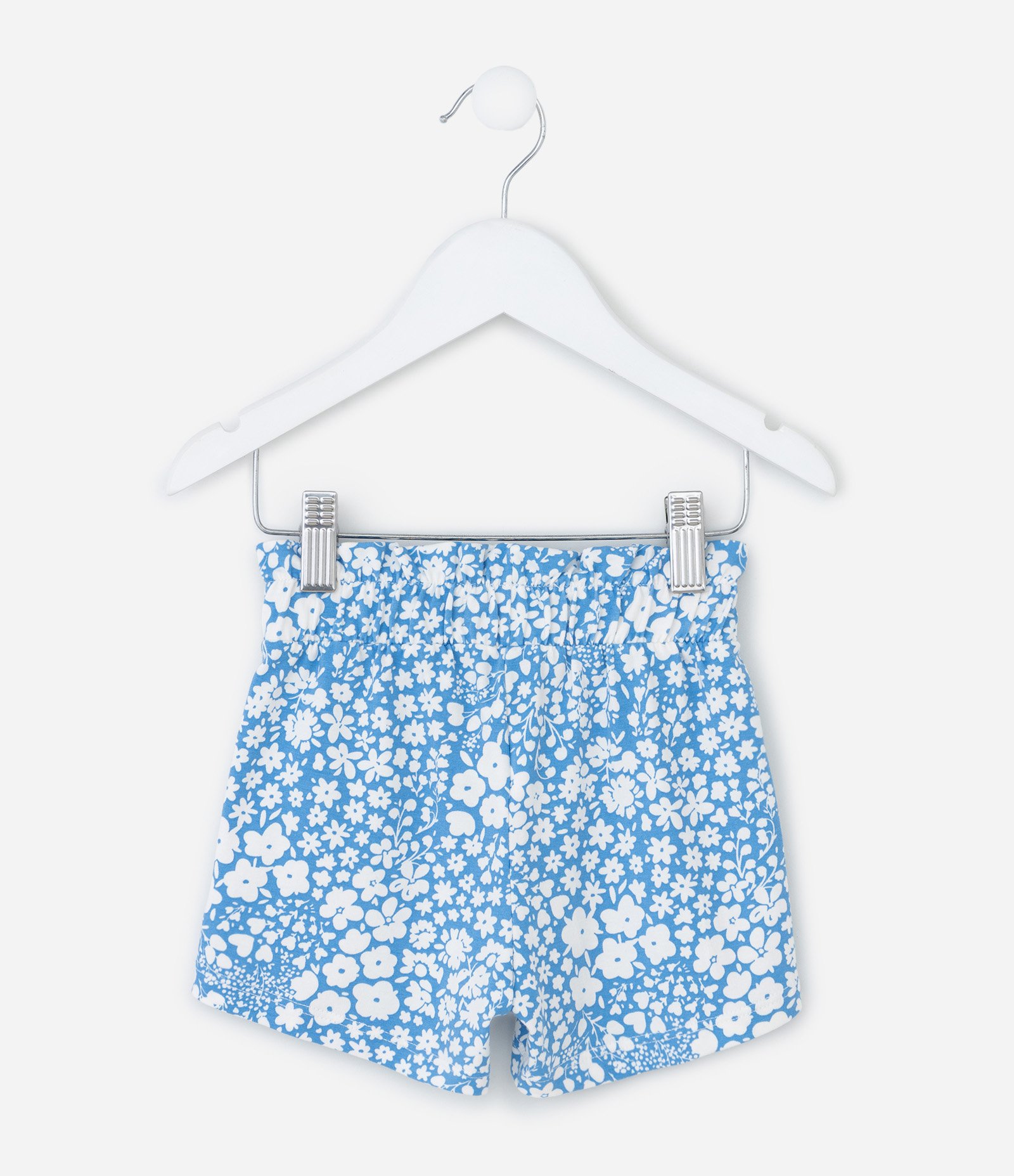 Short Infantil Clochard com Estampa Floral - Tam 1 a 6 Anos Azul/Branco 2