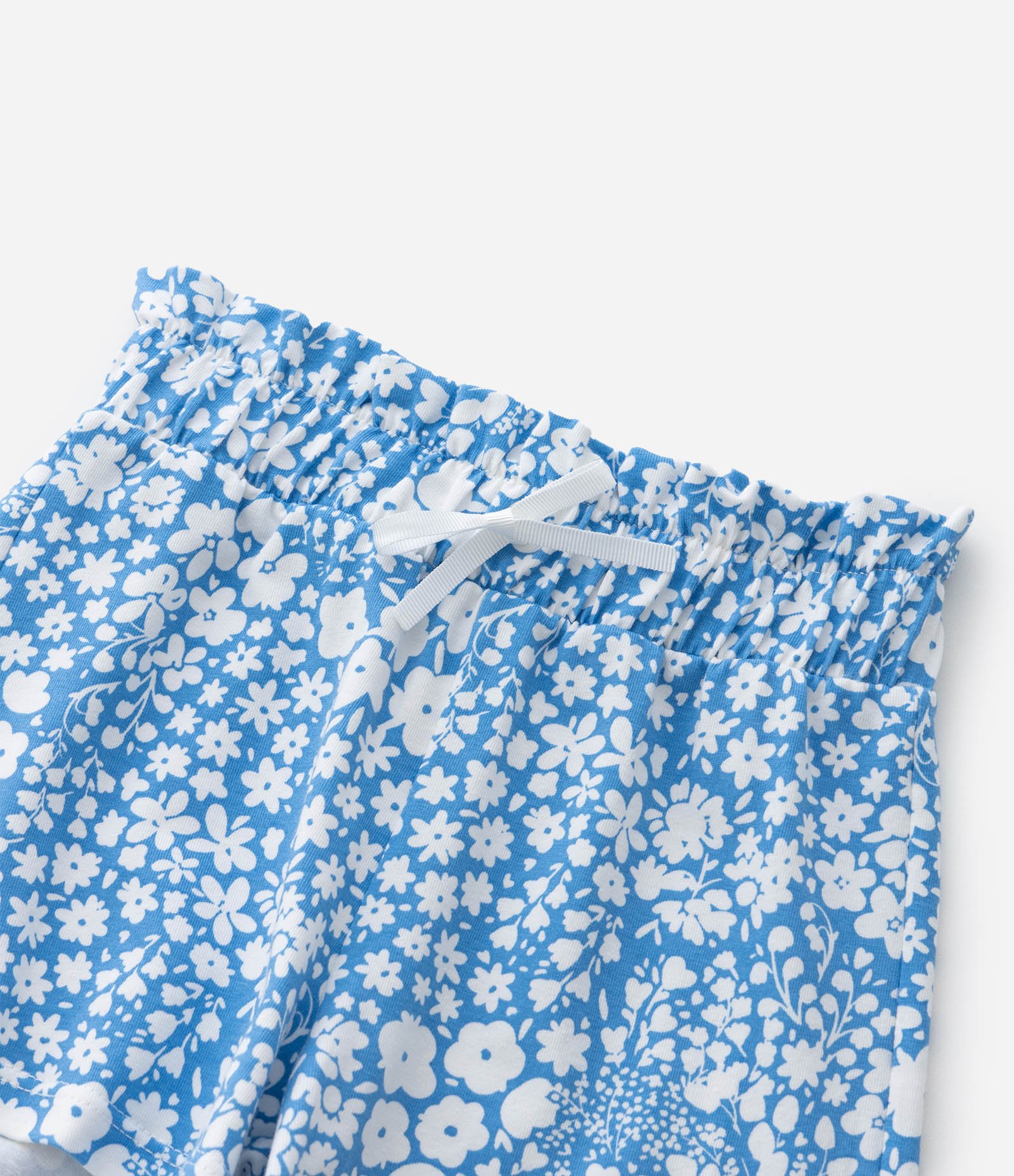 Short Infantil Clochard com Estampa Floral - Tam 1 a 6 Anos Azul/Branco 4