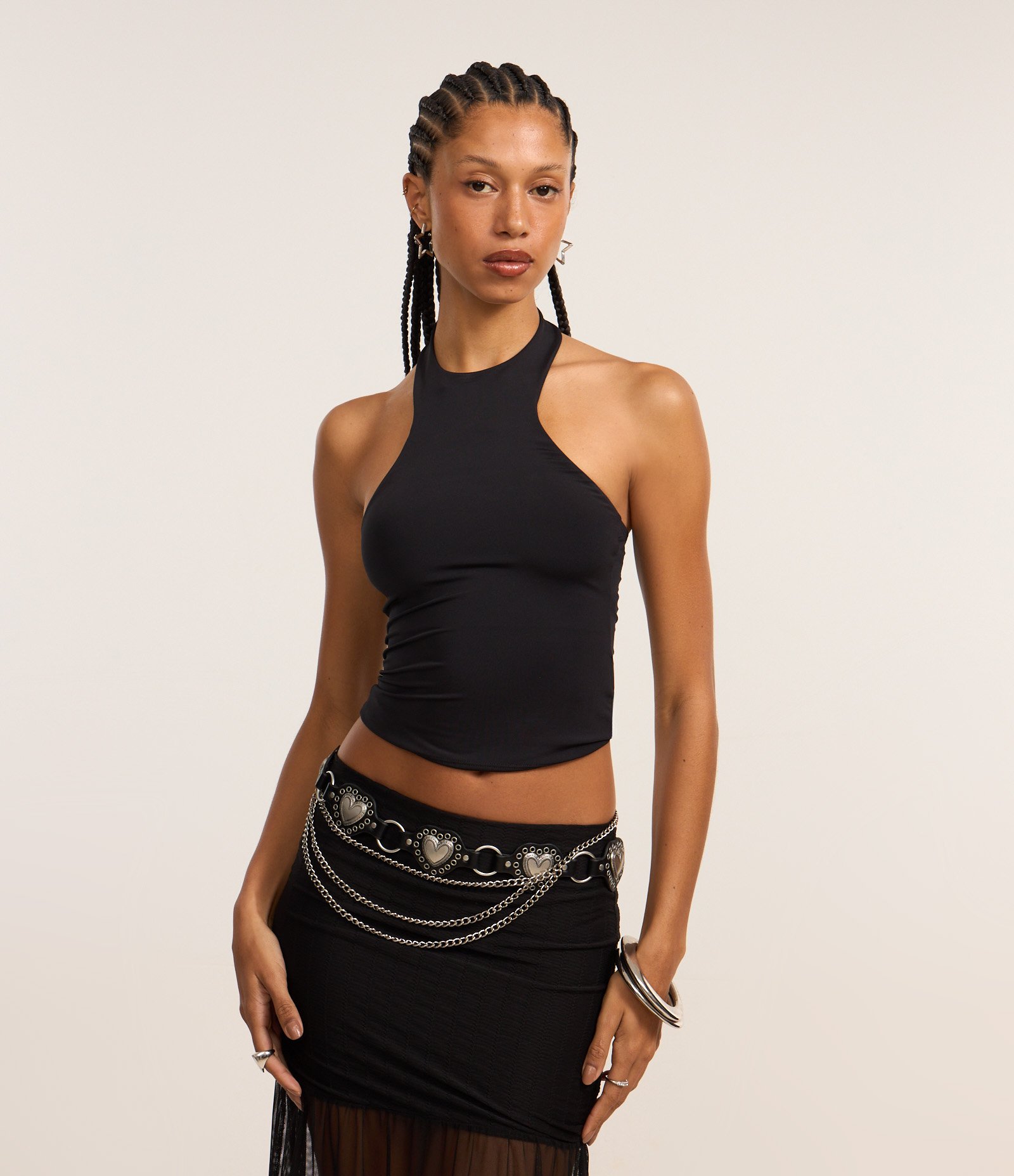 Blusa Justinha em Microfibra com Gola Halter Preto 1