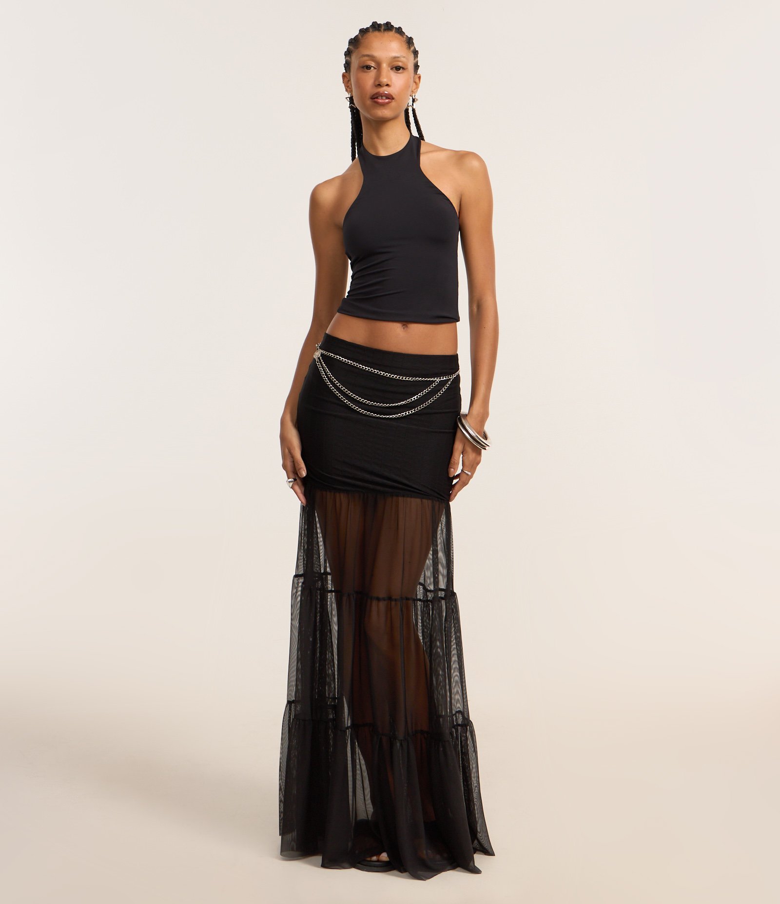 Blusa Justinha em Microfibra com Gola Halter Preto 2