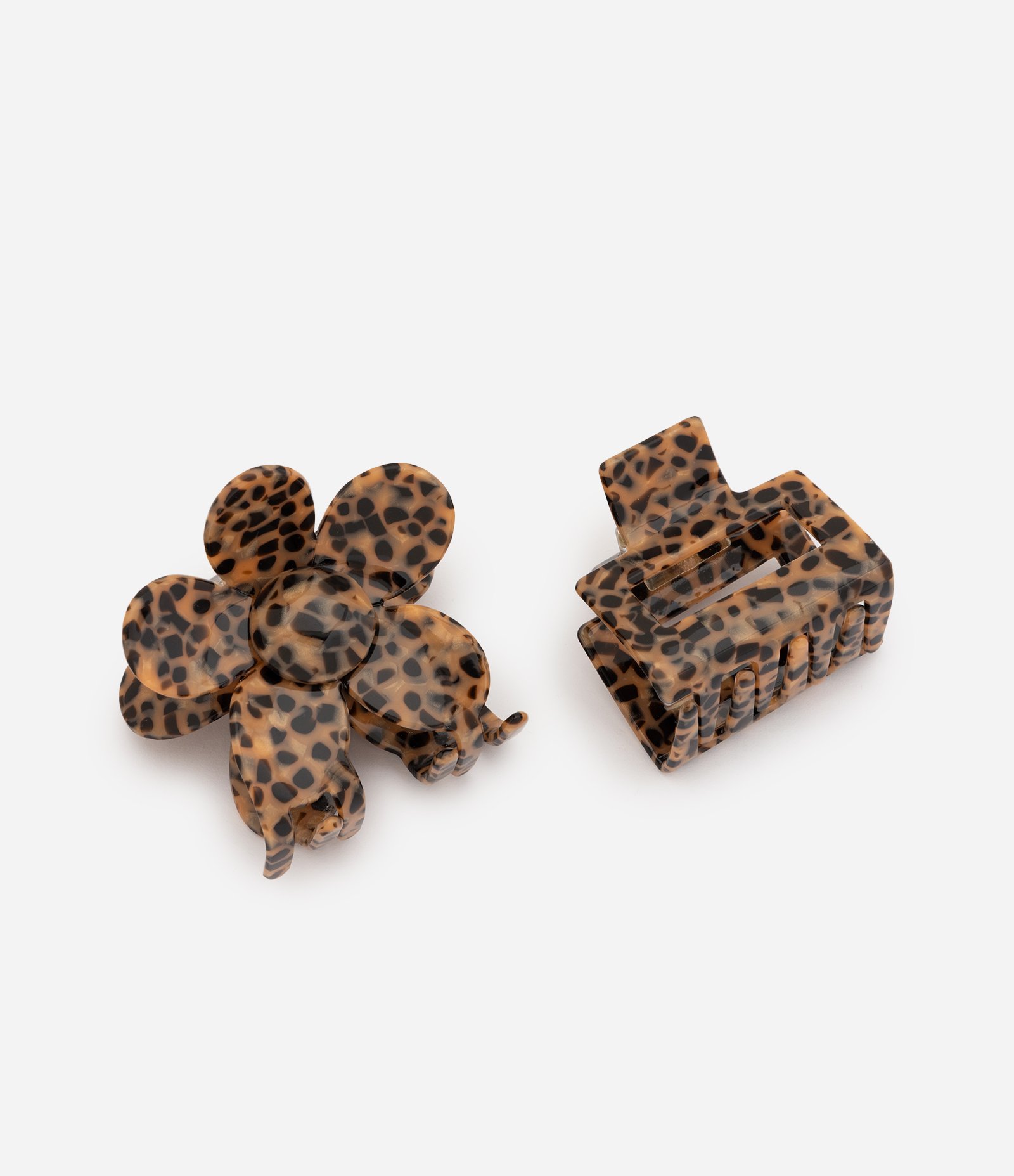 Kit 02 Piranhas de Cabelo com Estampa Animal Print Marrom 1