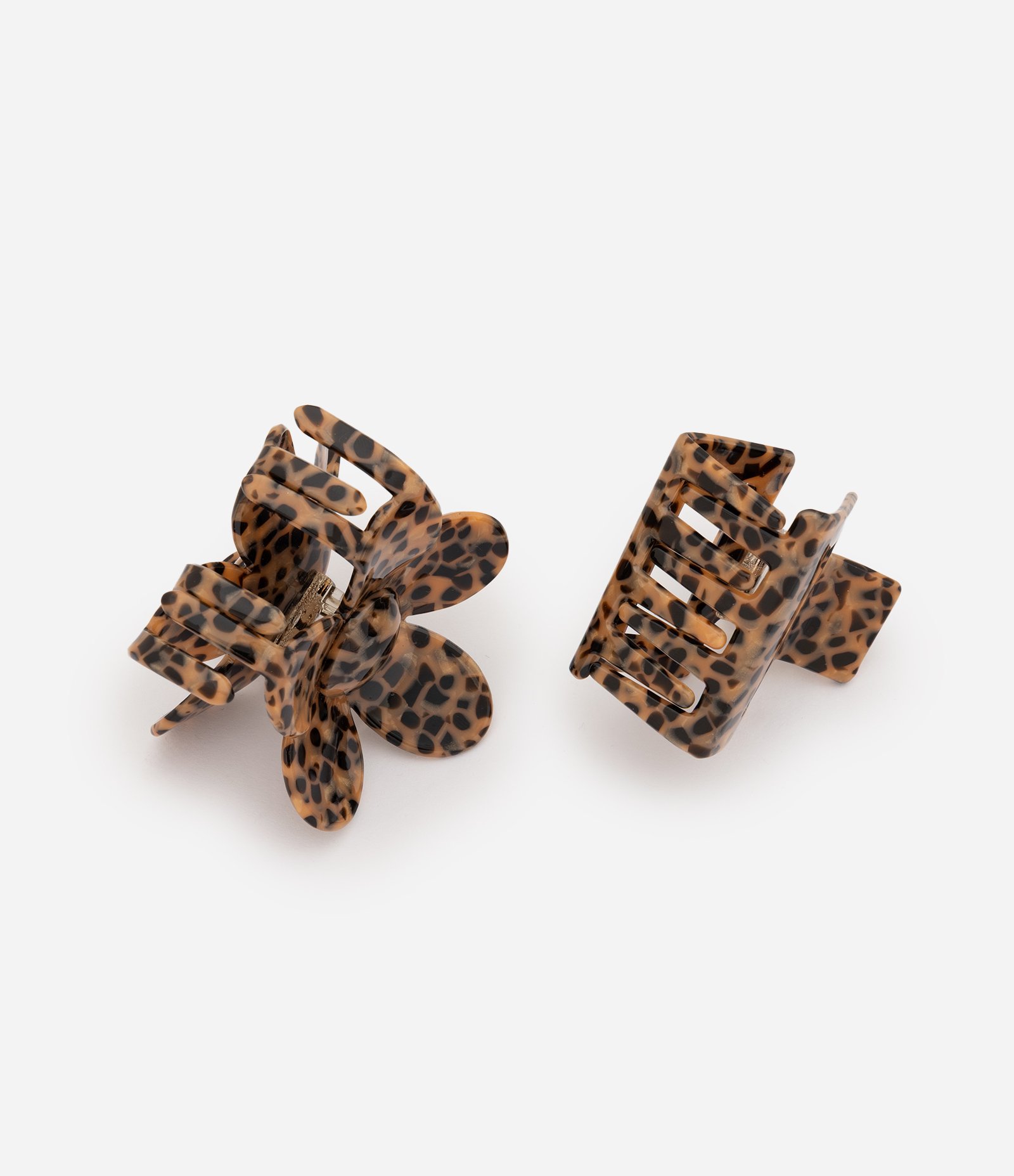 Kit 02 Piranhas de Cabelo com Estampa Animal Print Marrom 2
