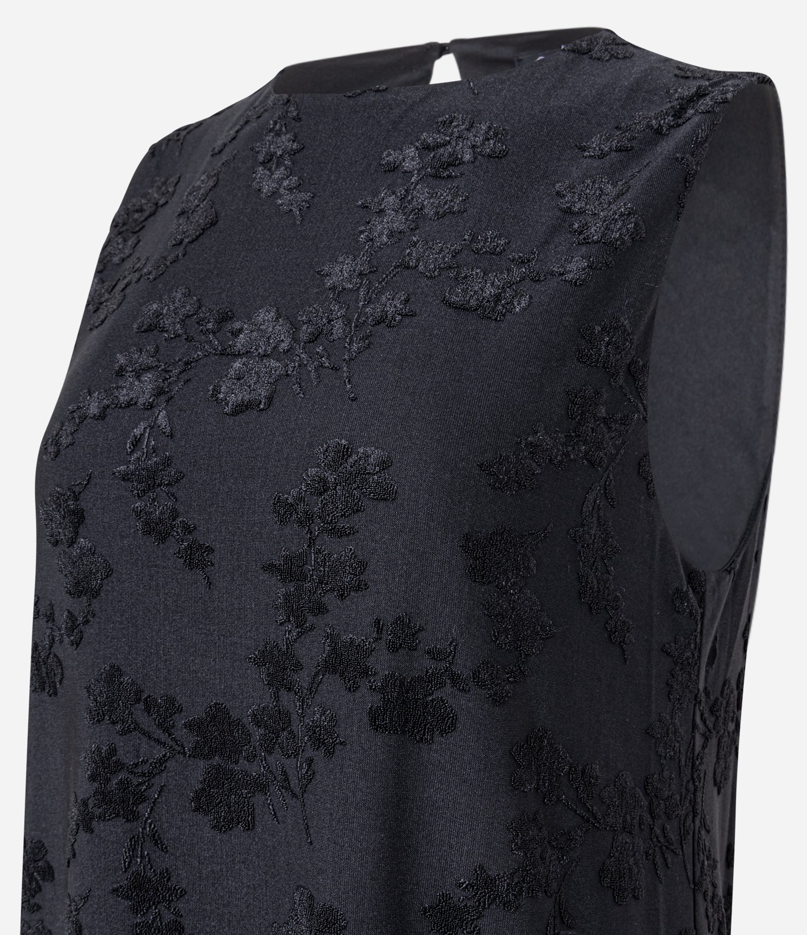 Vestido New Midi em Jersey Flocado com Textura Floral Preto 2