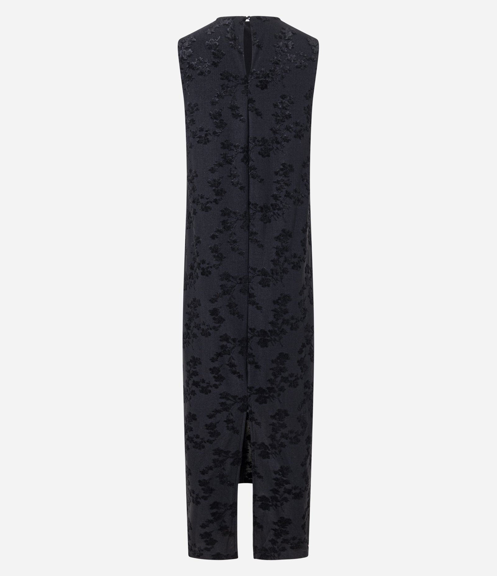 Vestido New Midi em Jersey Flocado com Textura Floral Preto 3