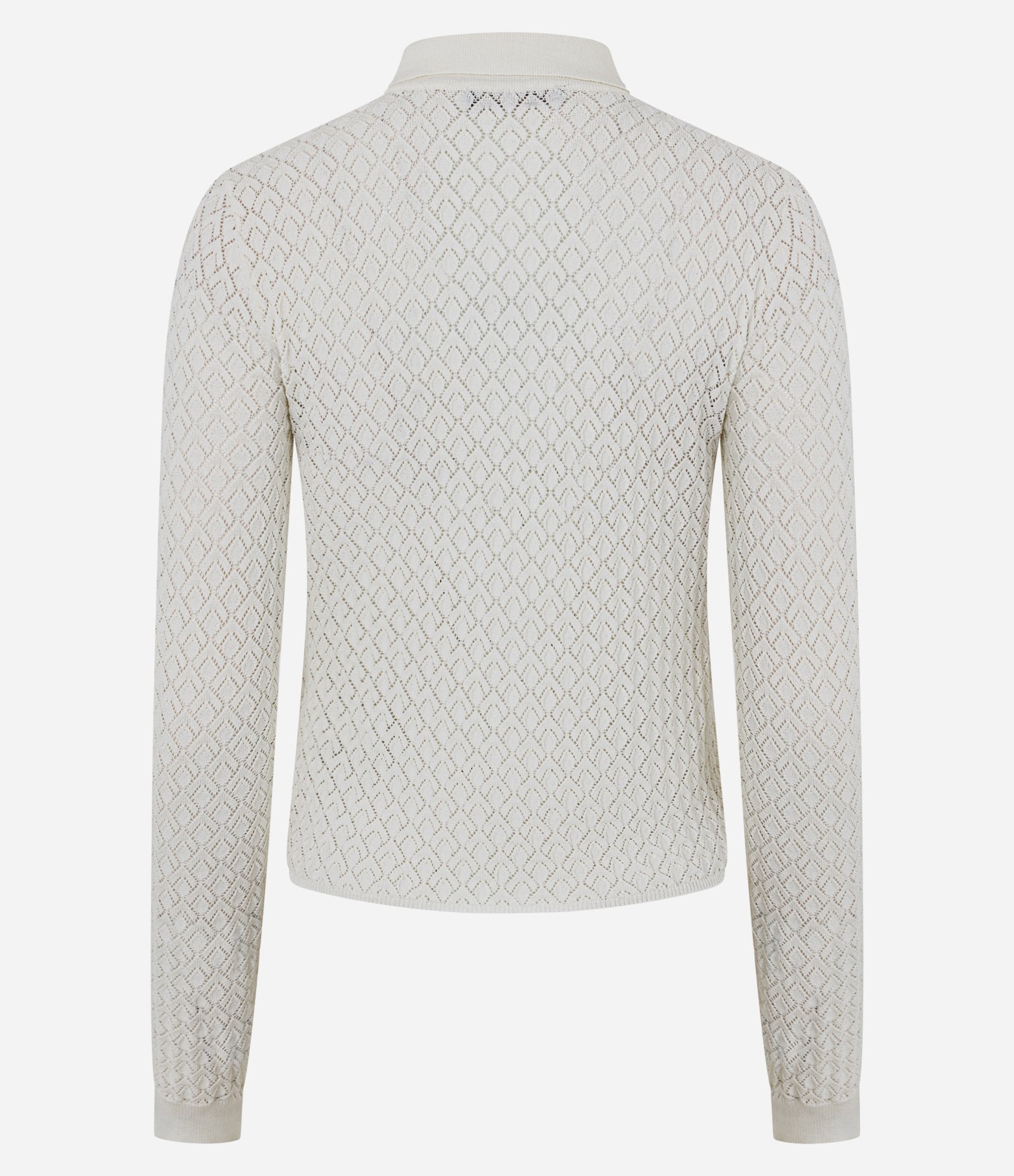 Blusa Manga Longa com Transparência e Gola Polo Off White 3