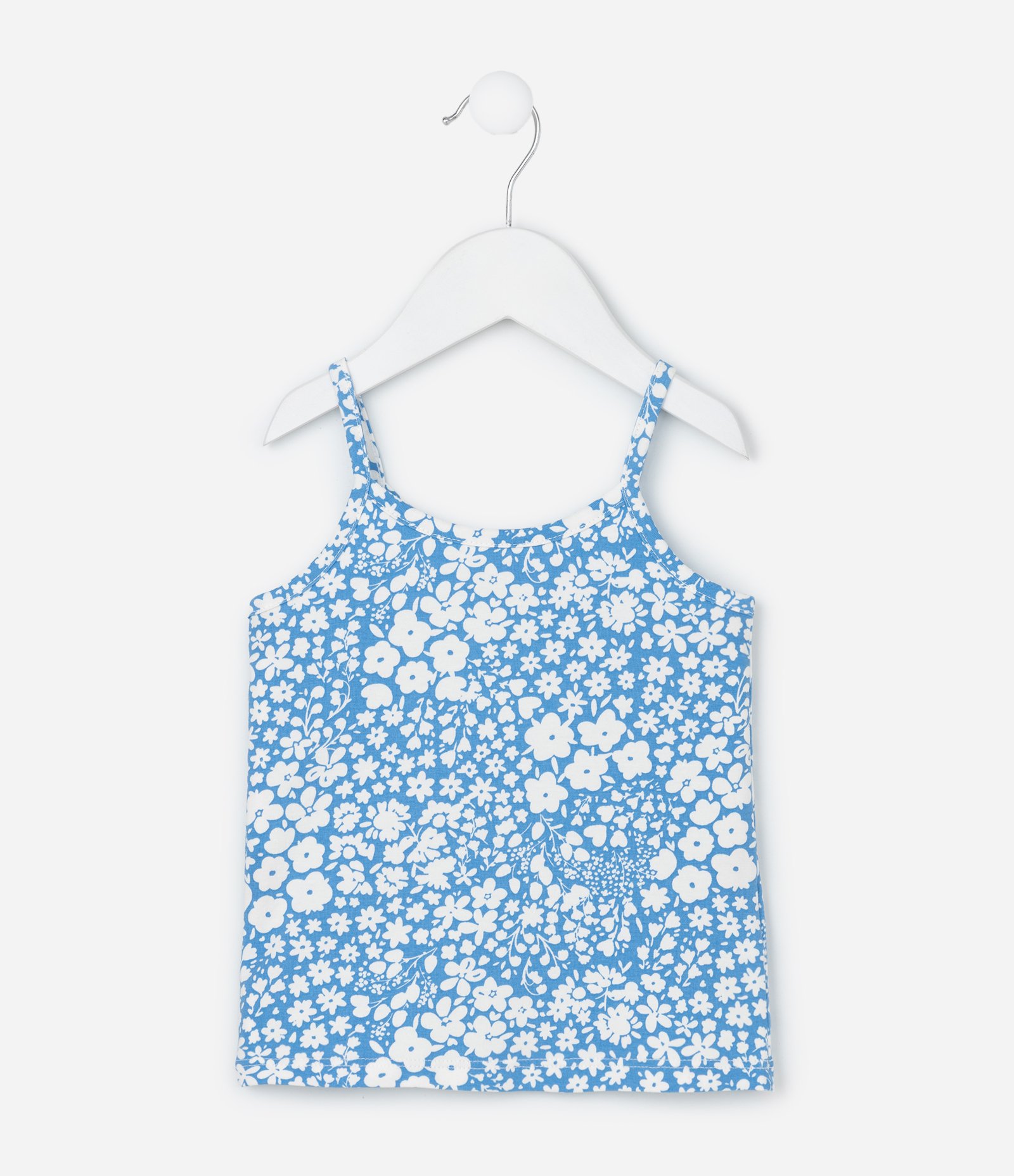 Regata Infantil Slim com Estampa Floral - Tam 1 a 6 Anos Azul 1
