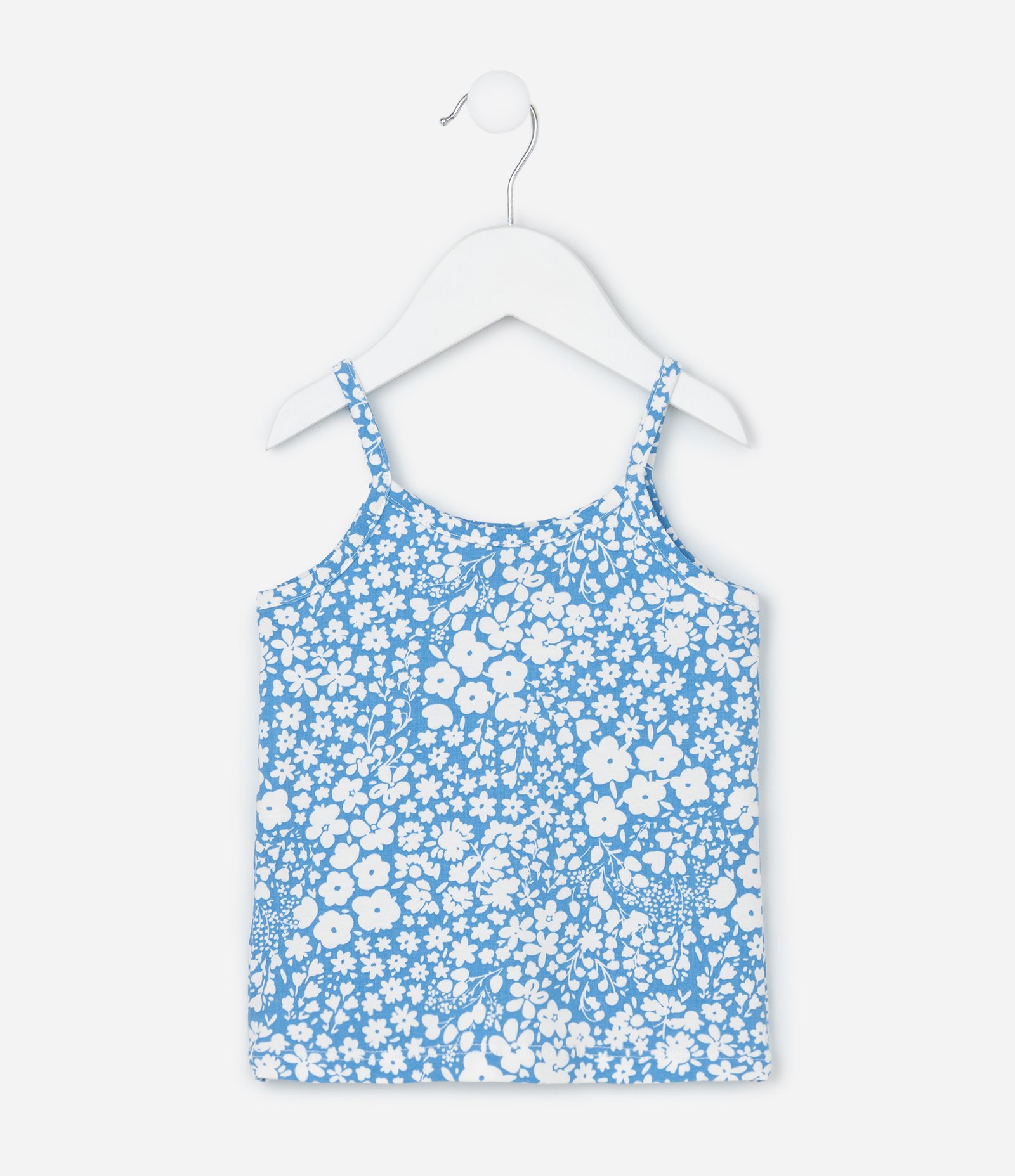 Regata Infantil Slim com Estampa Floral - Tam 1 a 6 Anos Azul 2