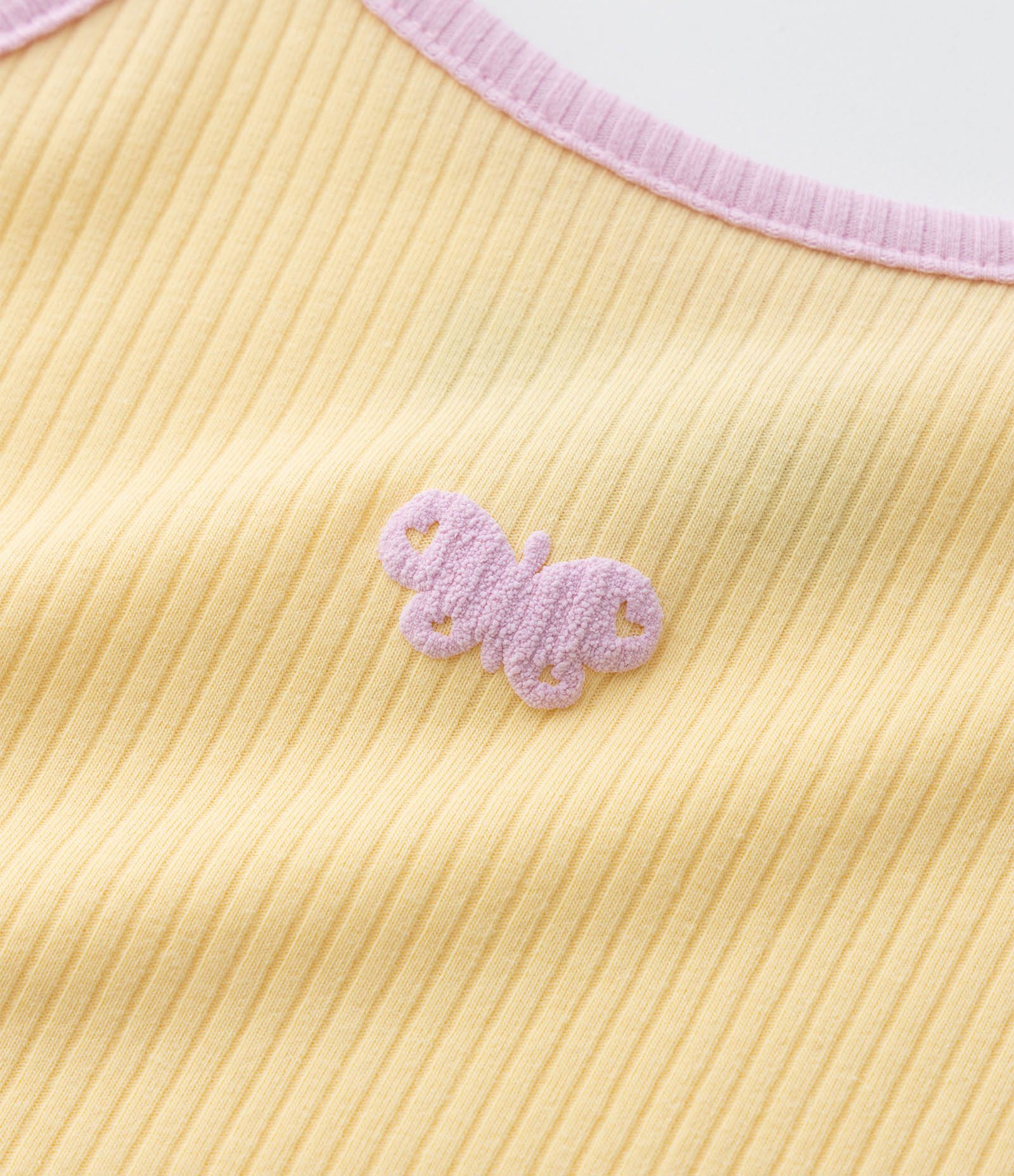 Regata Infantil com Borboleta Canelada - Tam 1 a 6 Anos Amarelo 2