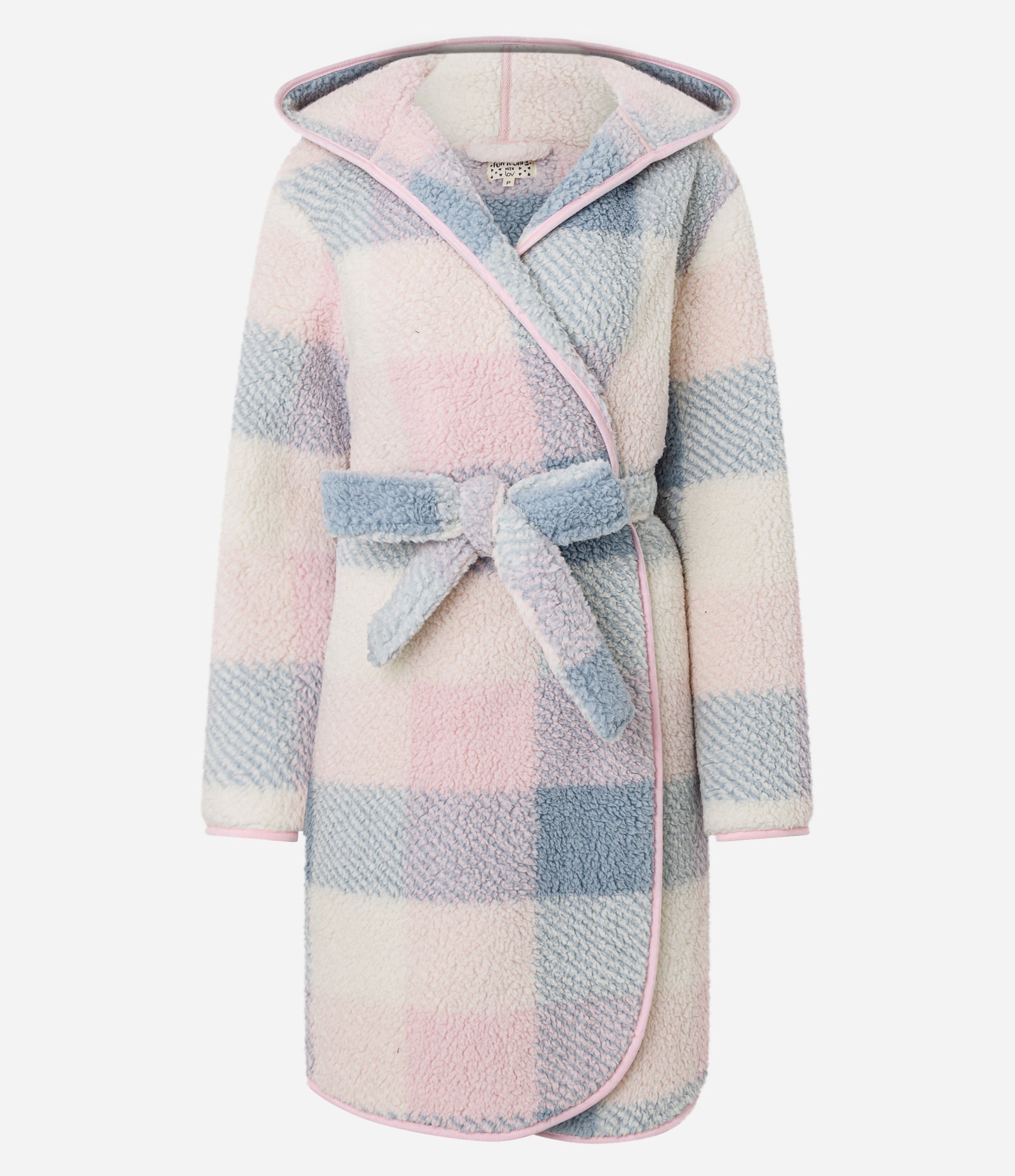 Robe em Sherpa Dupla Face com Estampa Xadrez Lilas/ Rosa 1