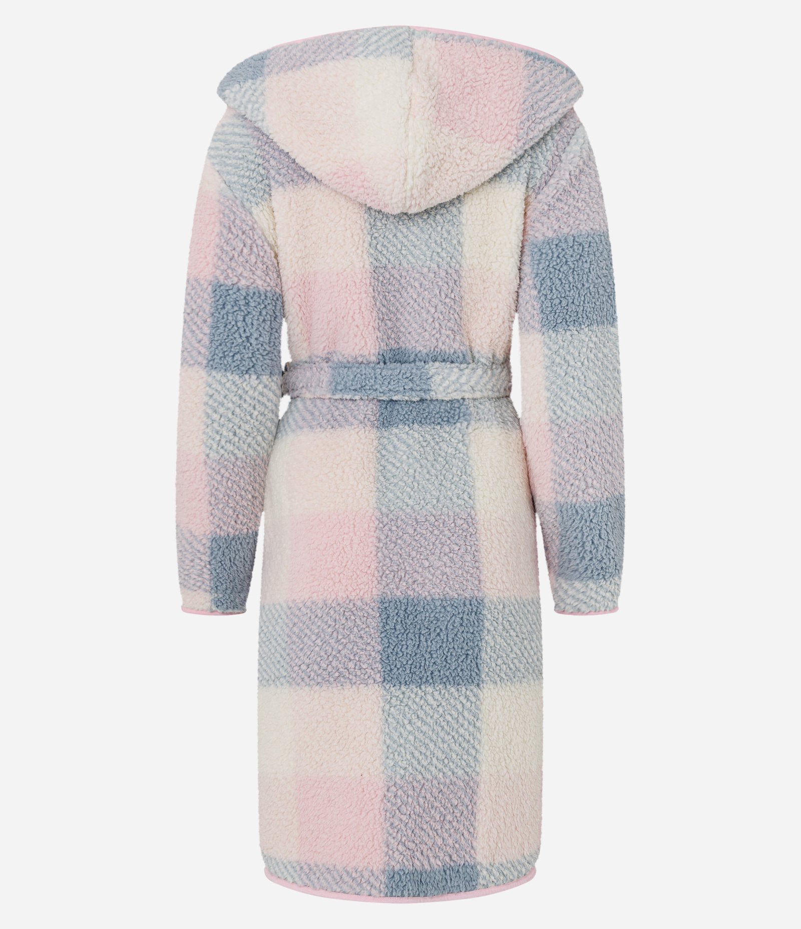 Robe em Sherpa Dupla Face com Estampa Xadrez Lilas/ Rosa 3