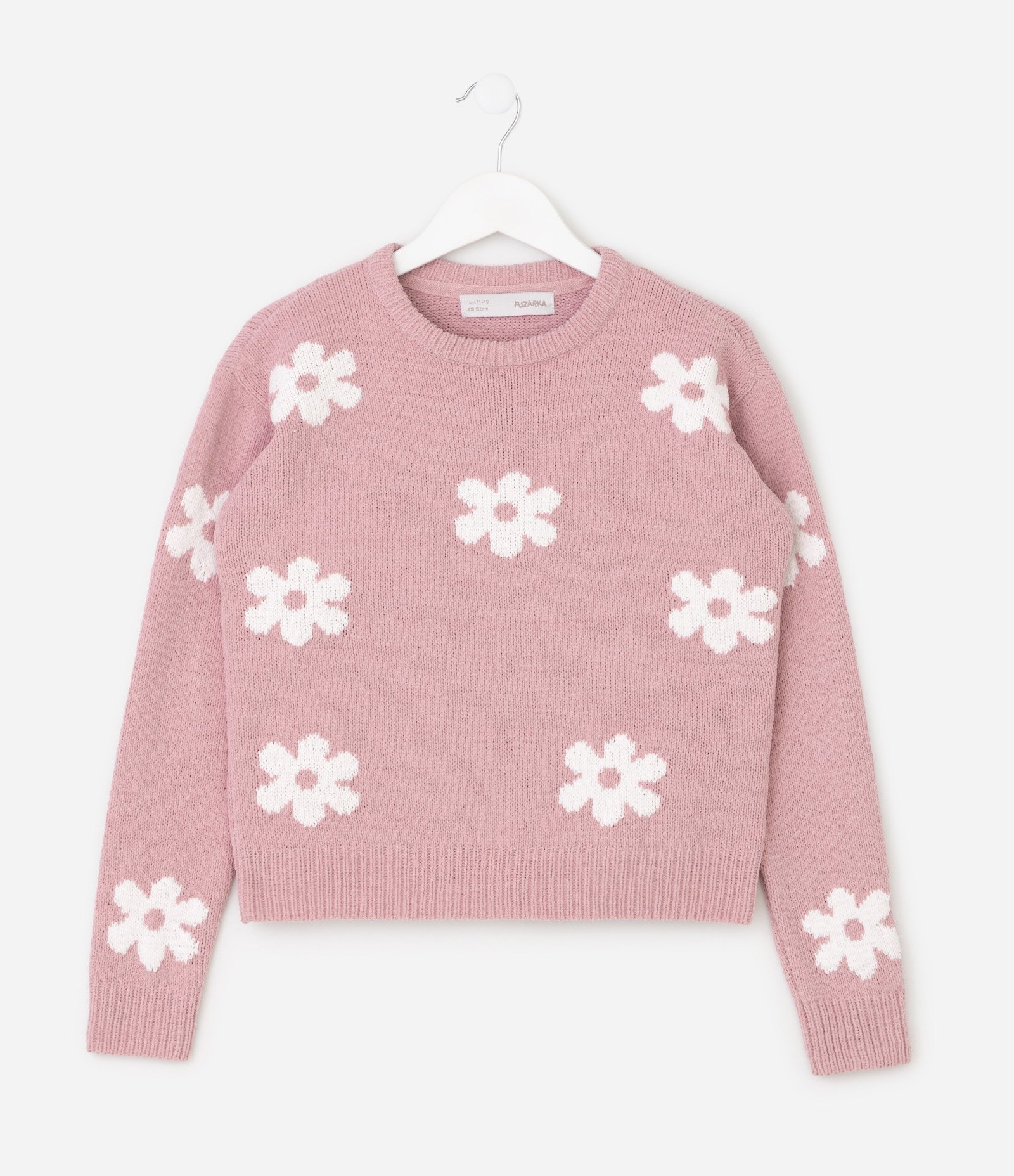 Casaco Infantil em Tricô com Estampa Floral – Tam 5 a 14 Anos Rosa 1