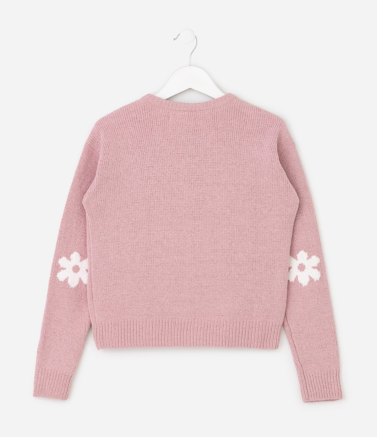 Casaco Infantil em Tricô com Estampa Floral – Tam 5 a 14 Anos Rosa 2