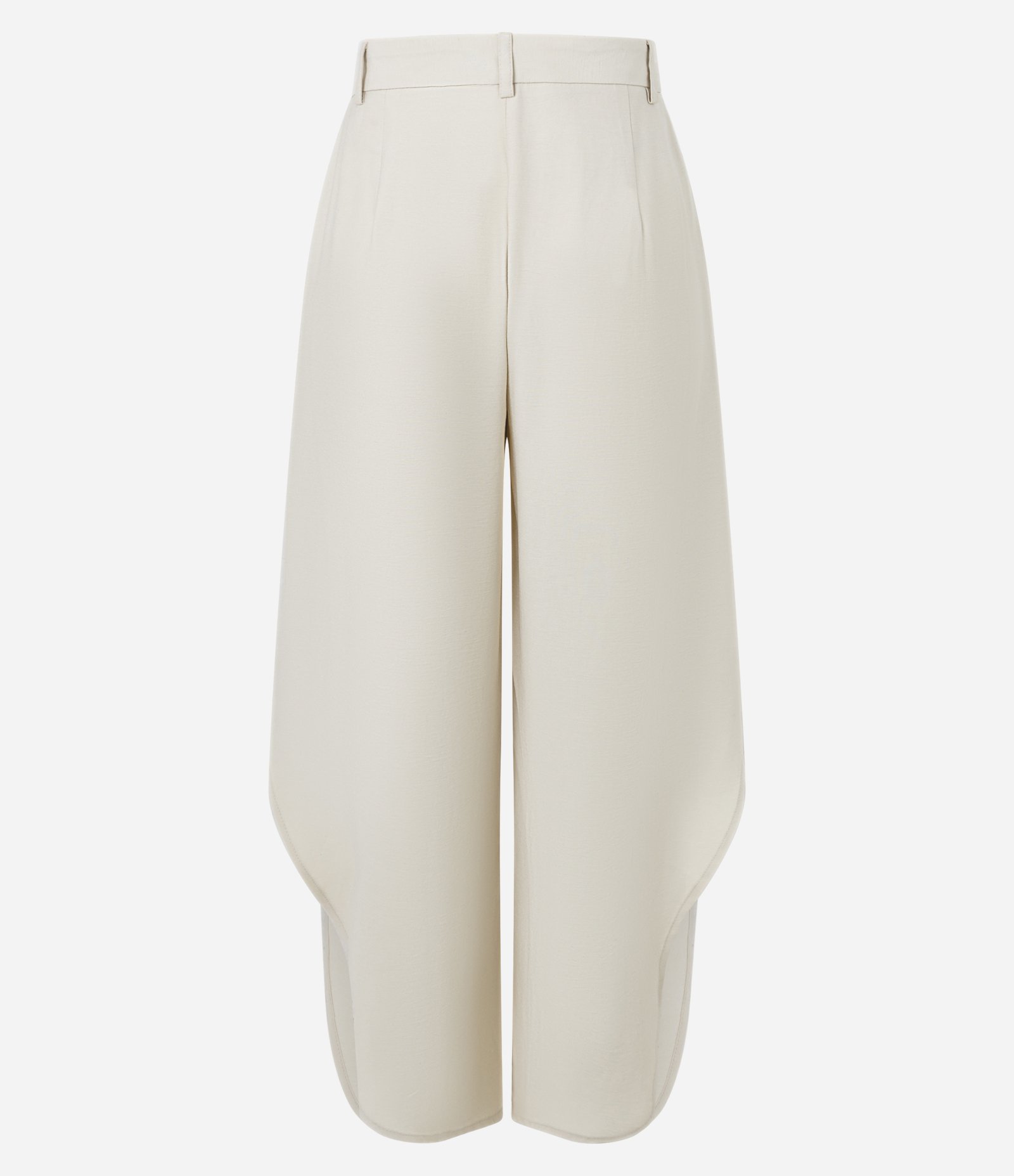 Calça Barrel Alfaiatada com Barra Assimétrica e Fenda Bege 7