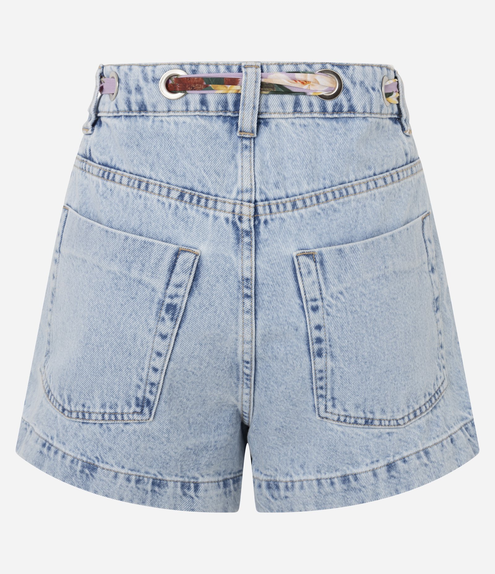 Short Mom em Jeans com Cinto Lenço Floral Claro 6