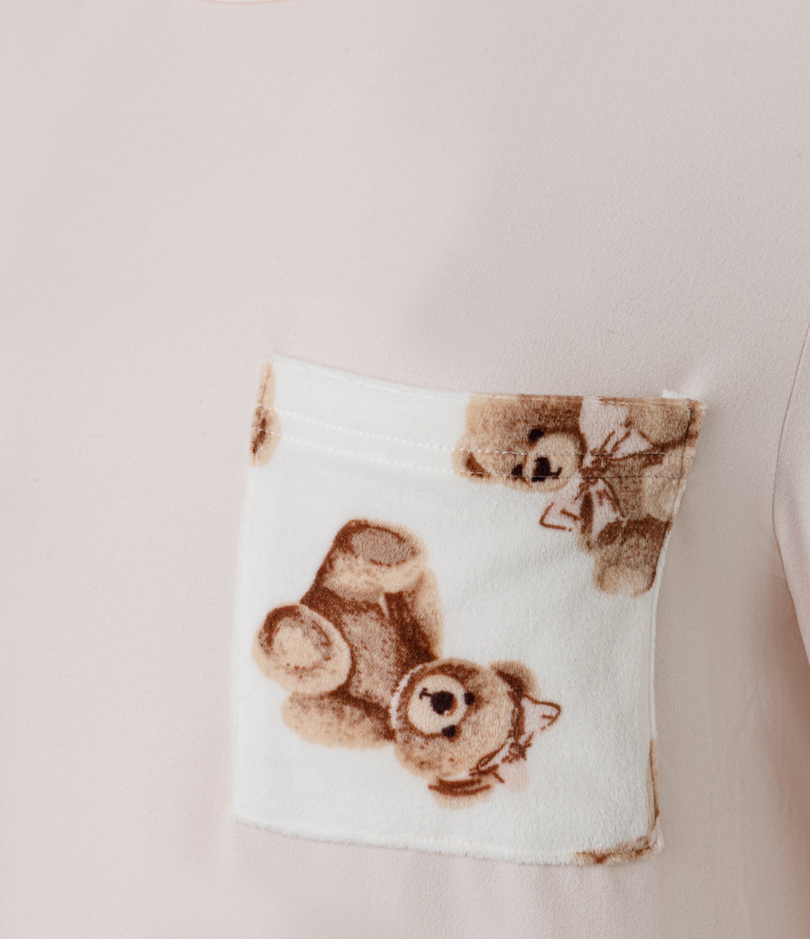 Pijama Longo em Plush Com Estampa de Ursinhos Bege 2