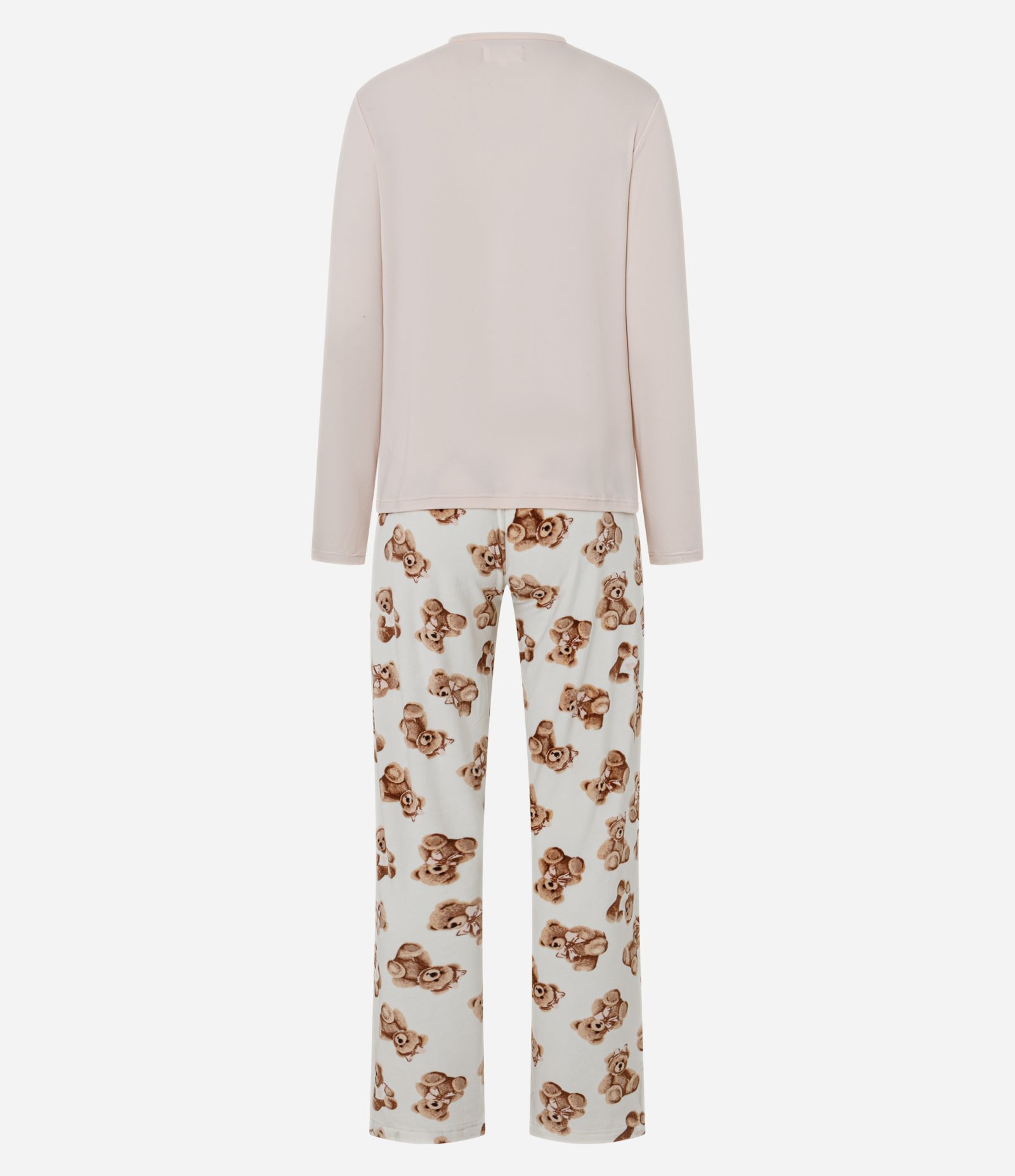 Pijama Longo em Plush Com Estampa de Ursinhos Bege 3