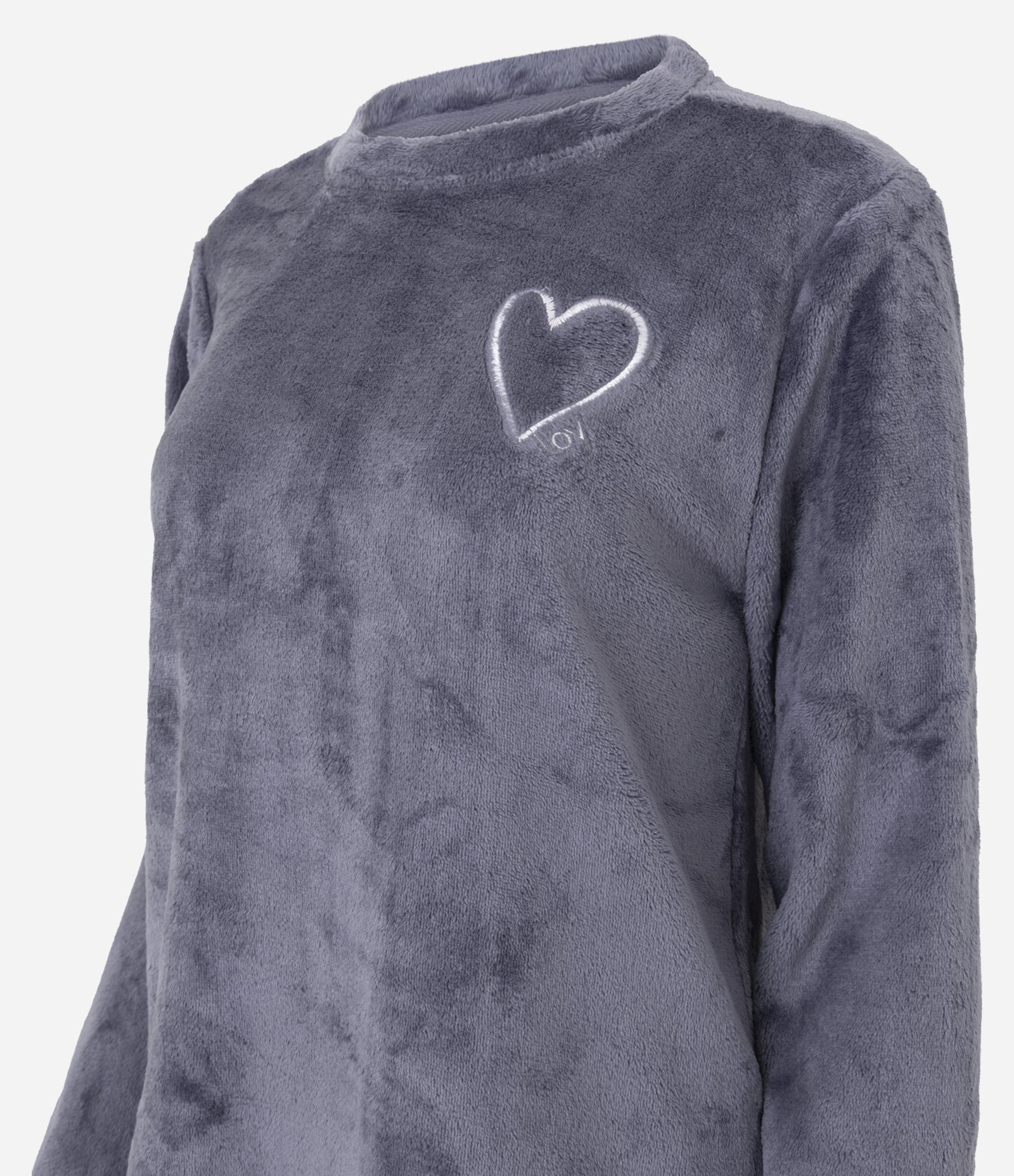 Pijama Longo com Estampa de Coração Cinza 6