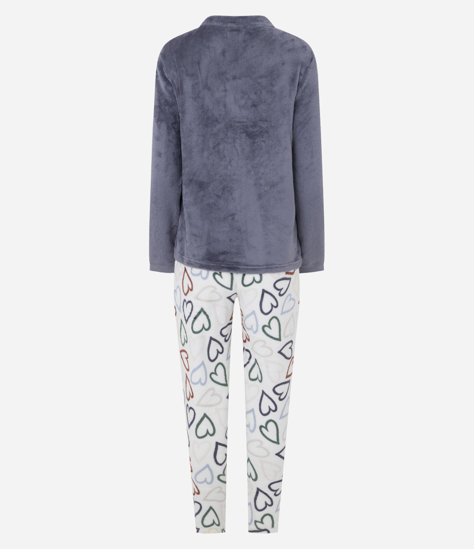 Pijama Longo com Estampa de Coração Cinza 7