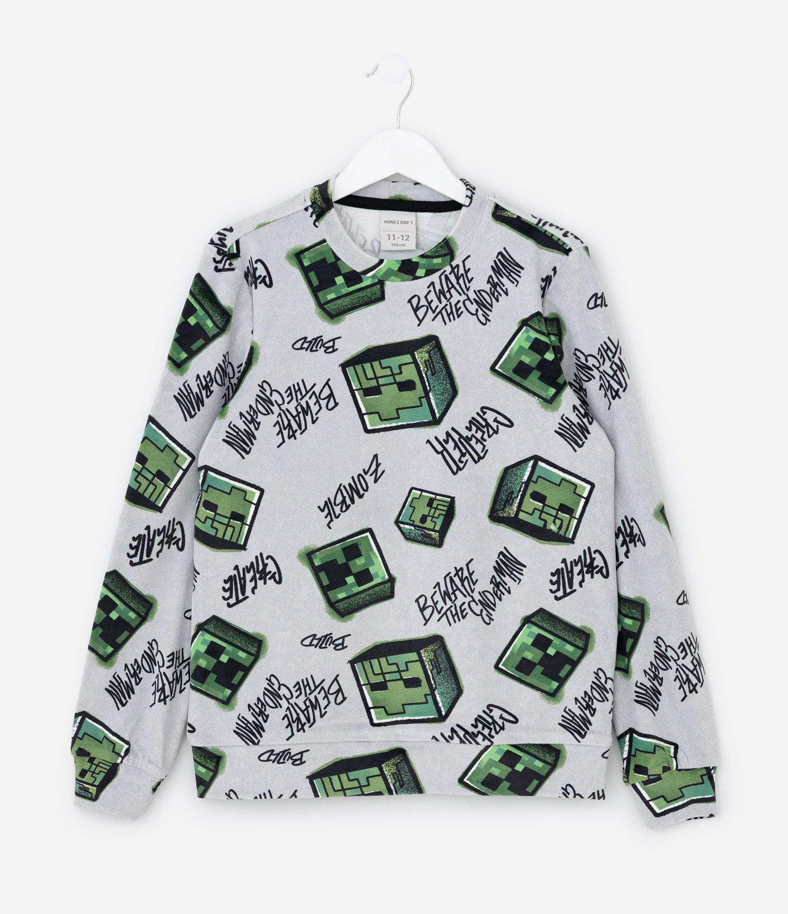 Pijama Infantil em Plush com Estampa Minecraft – Tam 5 a 14 Anos Cinza 2