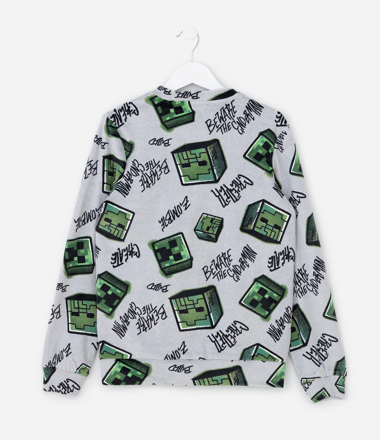 Pijama Infantil em Plush com Estampa Minecraft – Tam 5 a 14 Anos Cinza 3