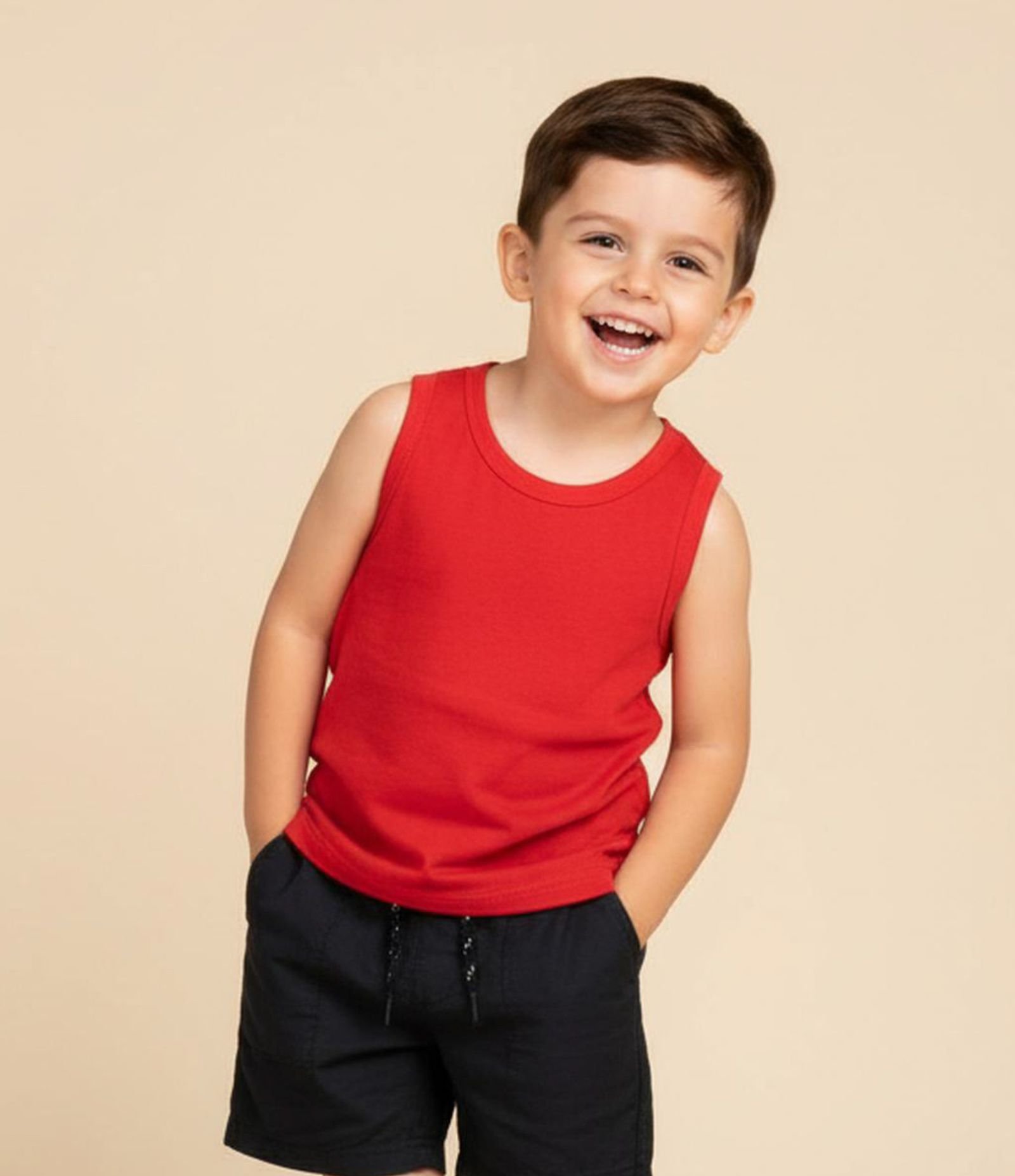 Regata Básica Infantil em Algodão - Tam 1 a 5 Anos Vermelho 1