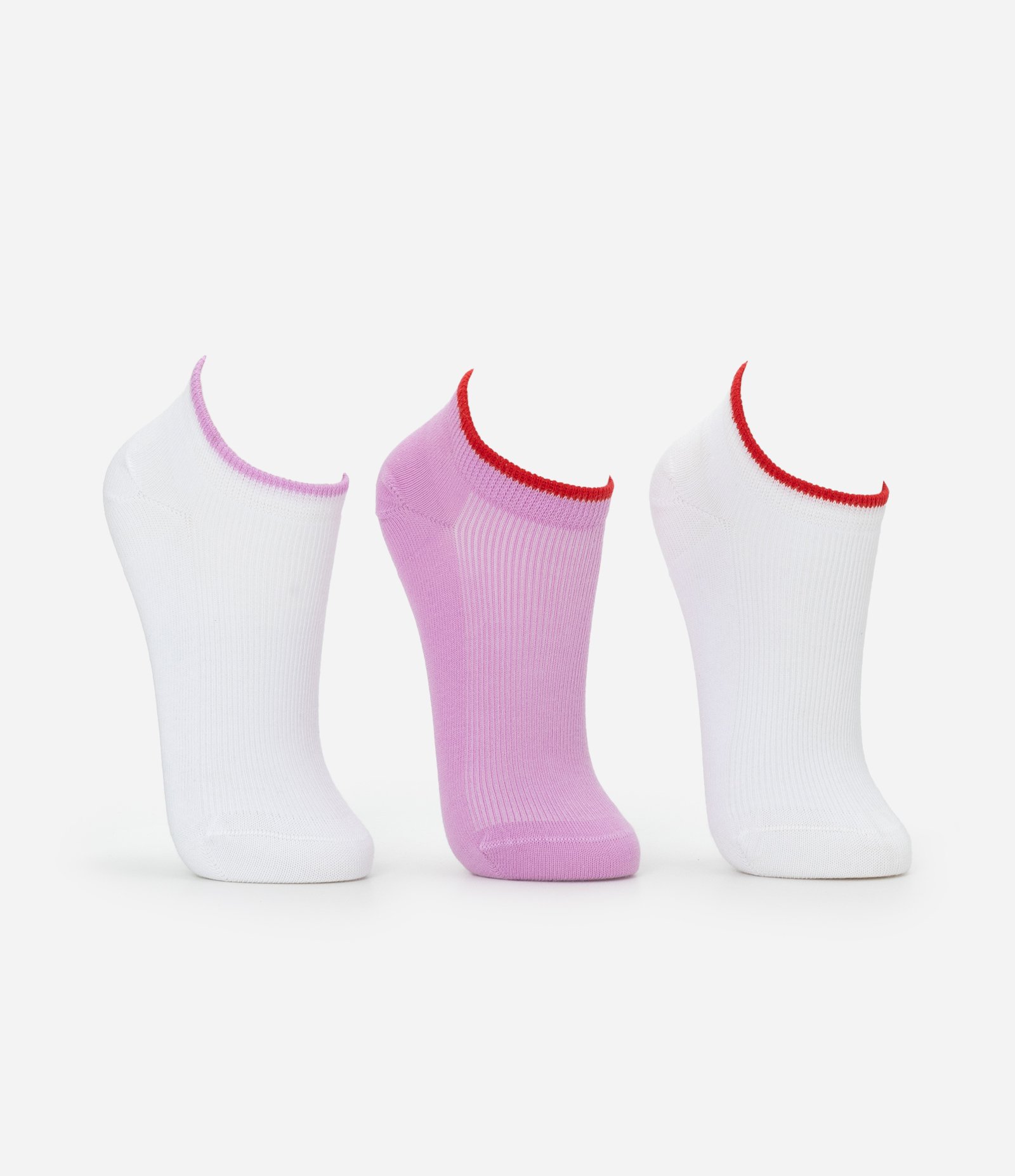 Kit 03 Meias Cano Curto em Algodão com Contraste Lupo Lilás/Branci 2