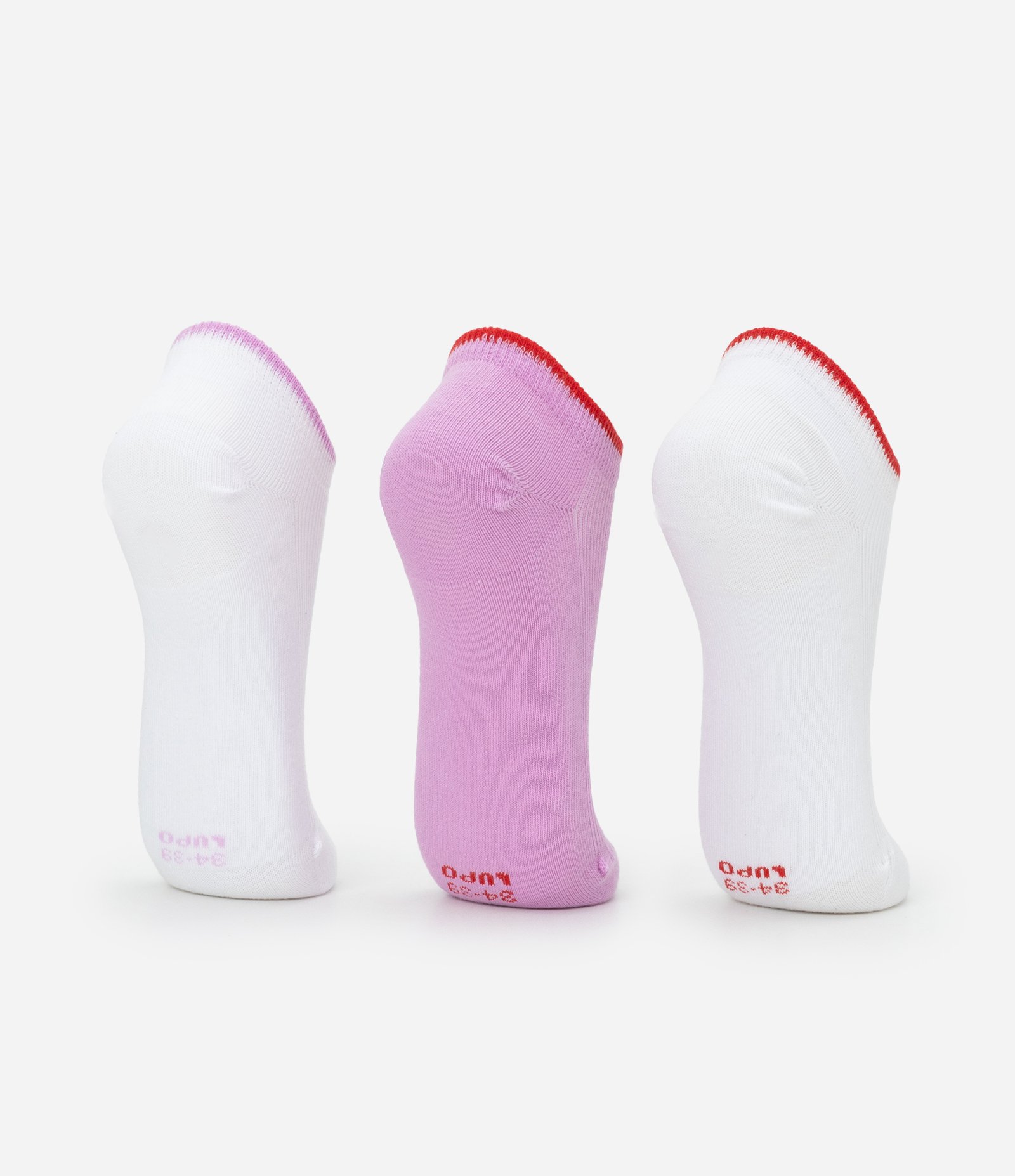 Kit 03 Meias Cano Curto em Algodão com Contraste Lupo Lilás/Branci 3
