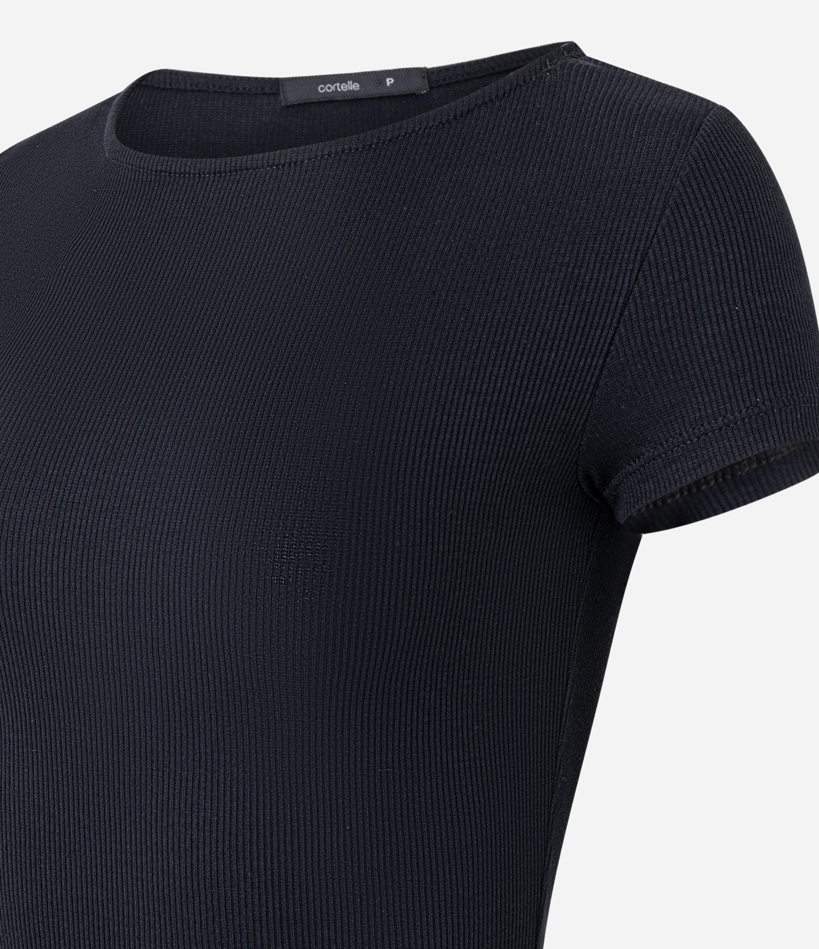 Blusa Canelada em Ribana com Gola Polo Preto 7