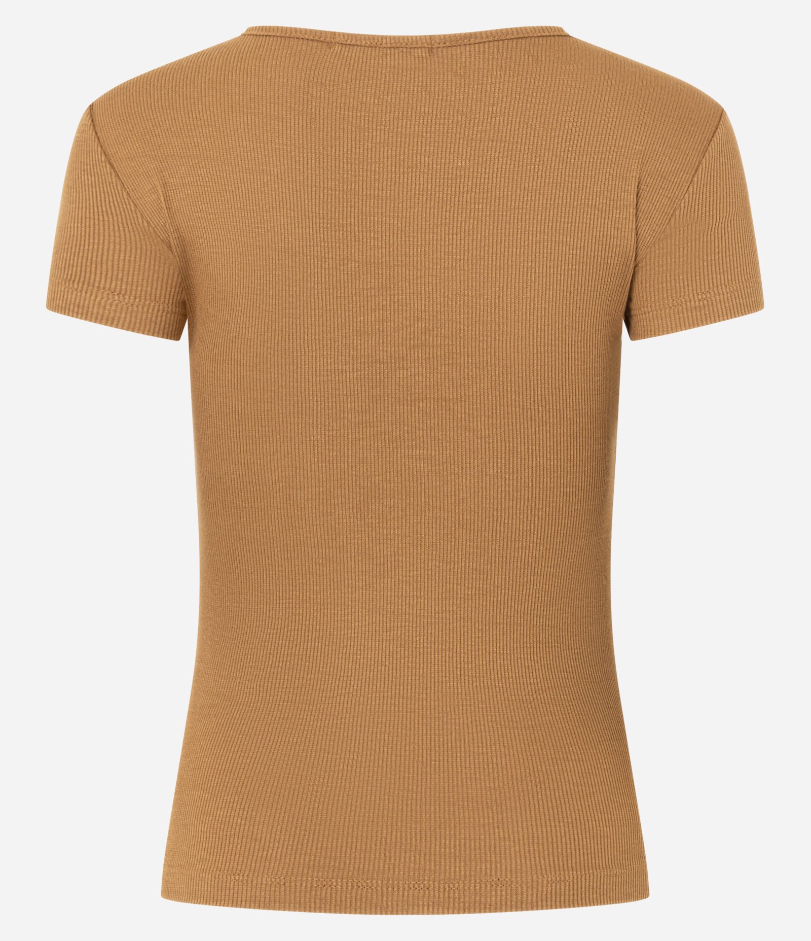 Blusa Canelada em Ribana com Gola Redonda Marrom 7